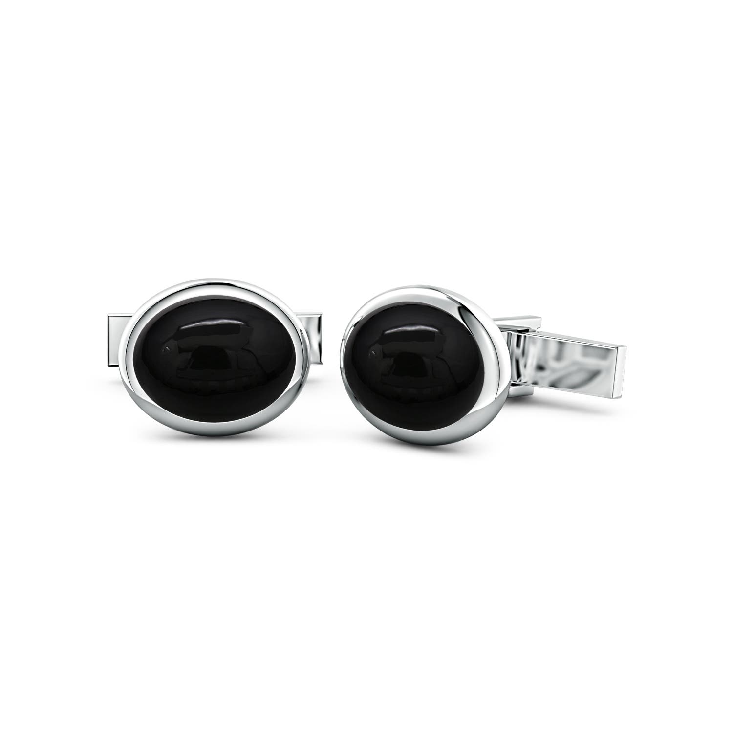 14x11mm AAA Oval Black Onyx Men's Cufflinks in S999 Silver