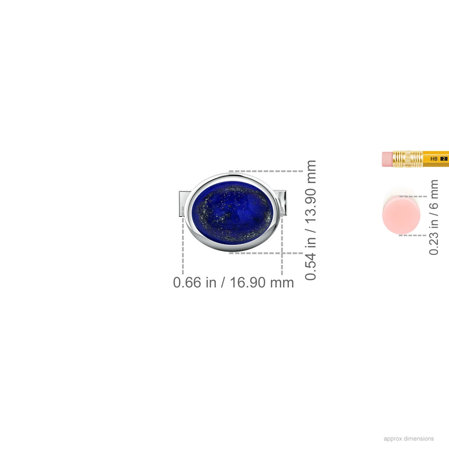 ラピスラズリ　0410 Oval Lapis Lazuli Men's Cufflinks