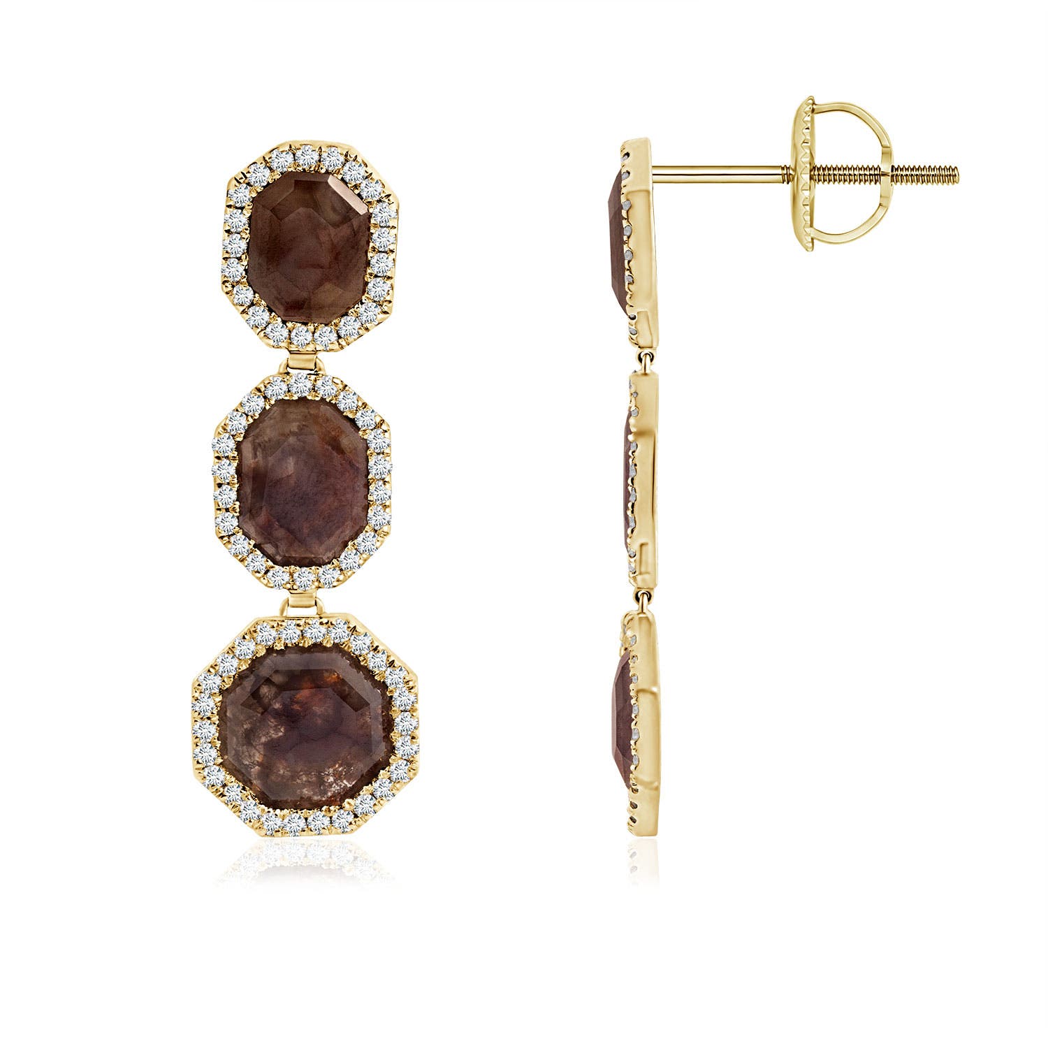 14mm Heirloom The Heritage Collection Coffee Diamond Dangle Earrings by D.K. Surana in 18K Yellow Gold - main