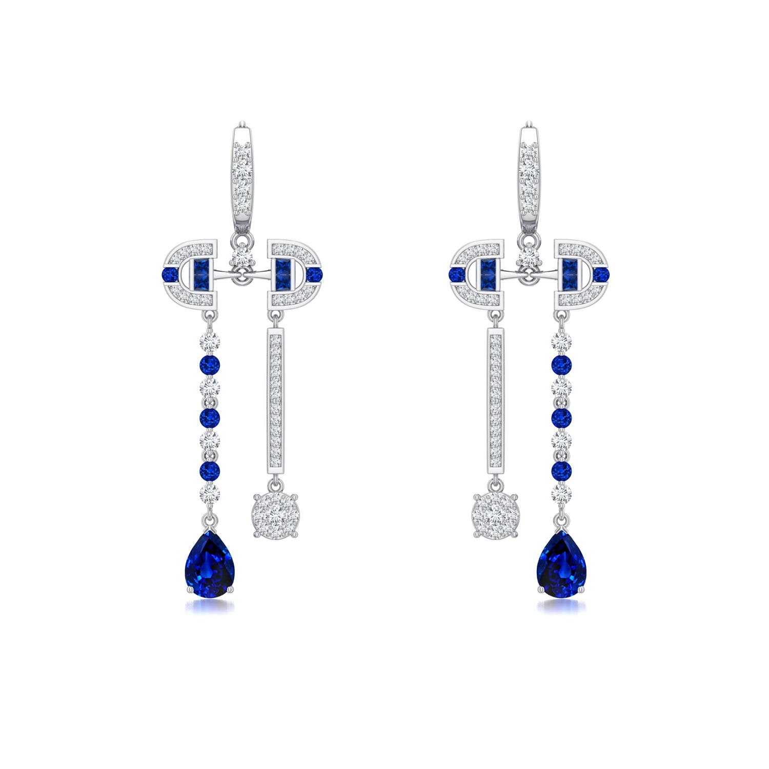 7x5mm Labgrown Equestria Double Bridle Earrings in White Gold - main
