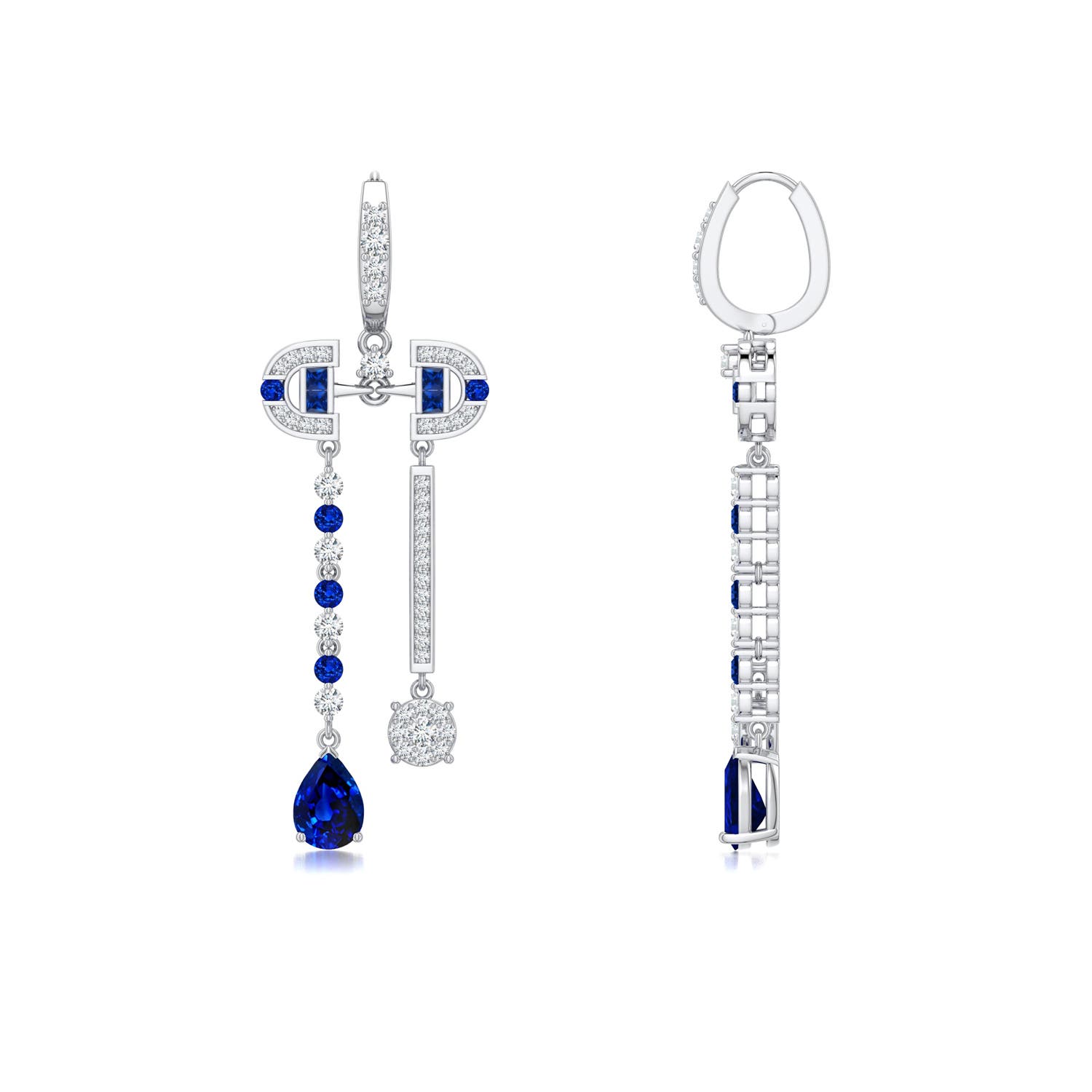 7x5mm Labgrown Equestria Double Bridle Earrings in White Gold - side