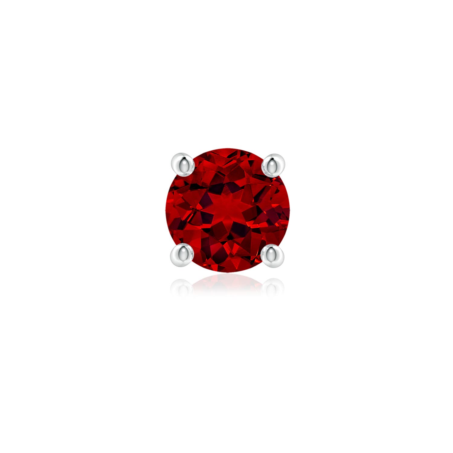 9mm Labgrown Vintage Style Round Lab-Grown Ruby Solitaire Stud Earring in 18K White Gold - main