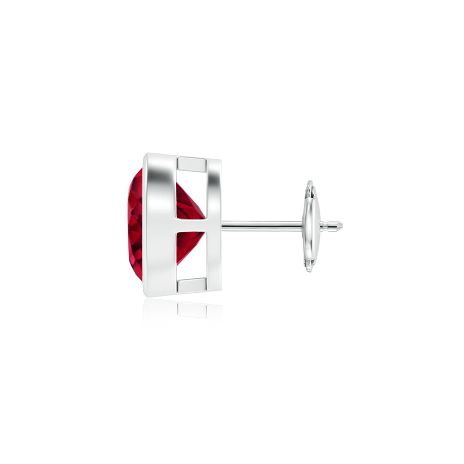 9mm Labgrown Bezel-Set Lab-Grown Ruby Solitaire Stud Earring in White Gold - side
