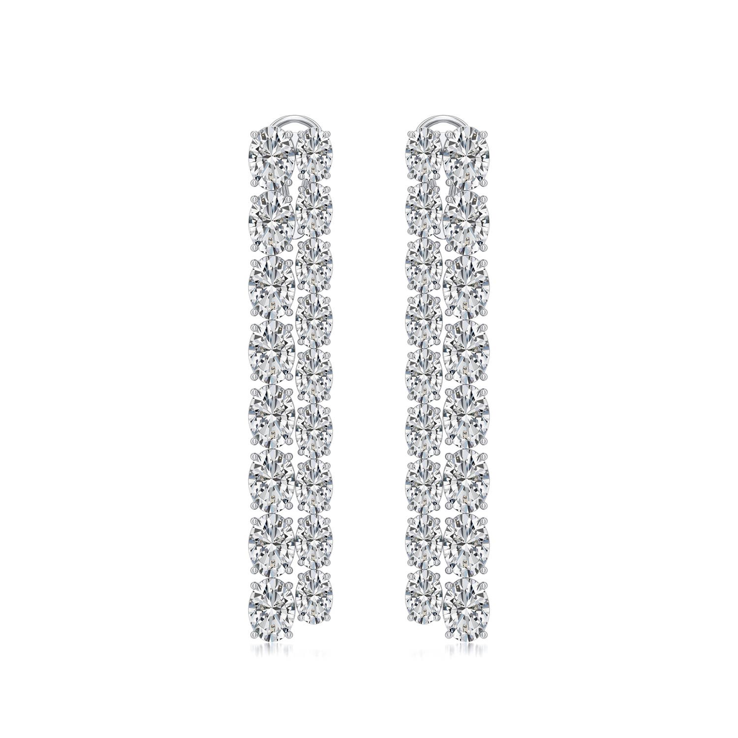 Angara 19.9 CTW Double-Row Oval Diamond Dangle Earrings in Platinum