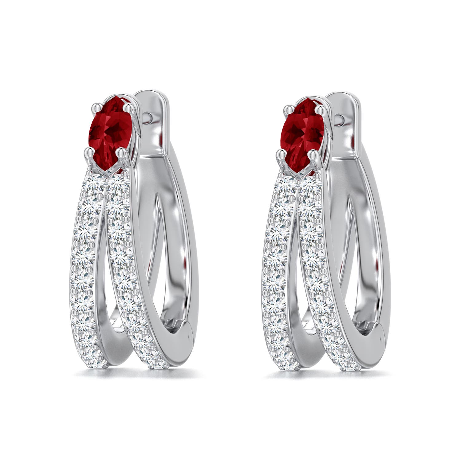White Gold Ruby Earrings