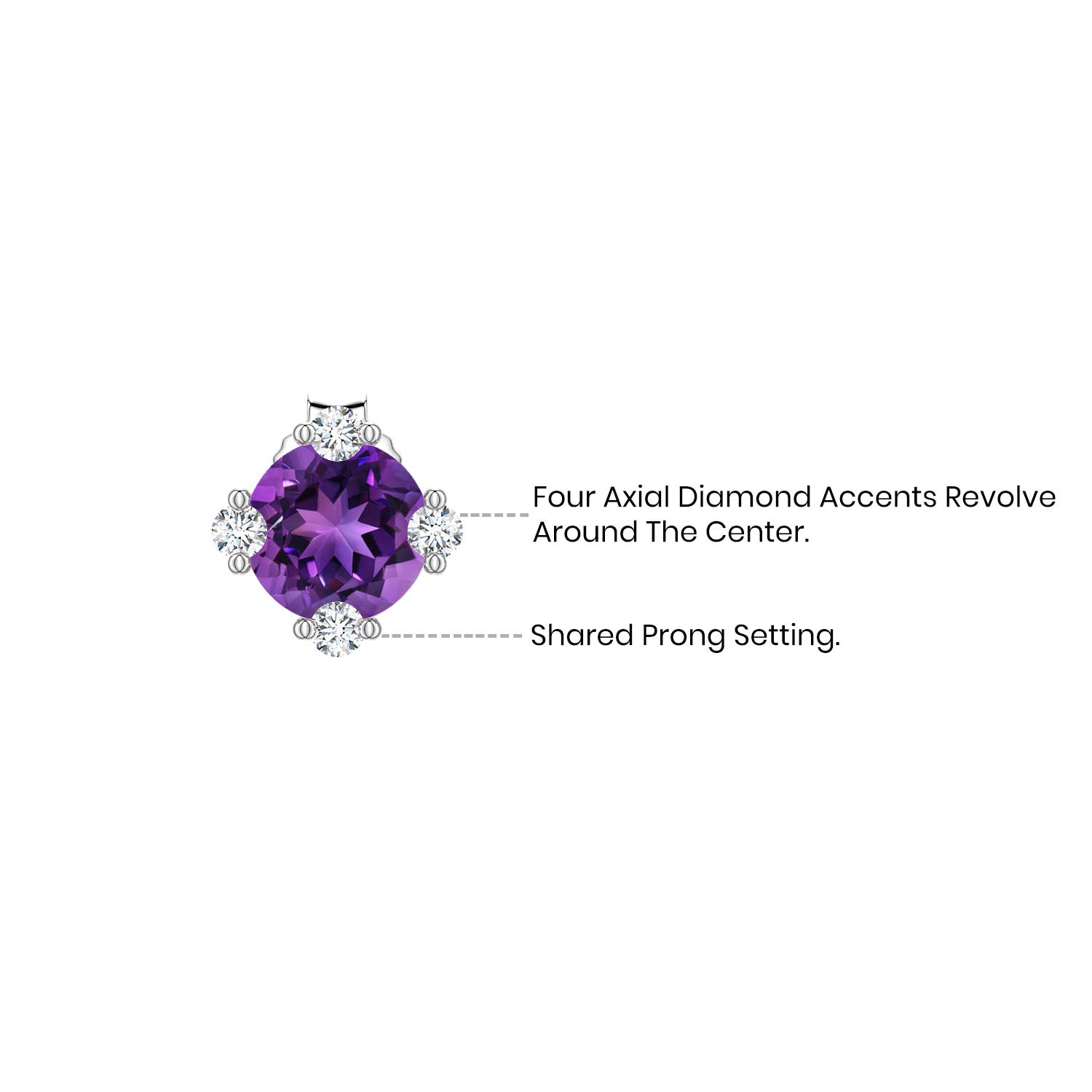Round Amethyst Stud Earrings with Accents - side 1