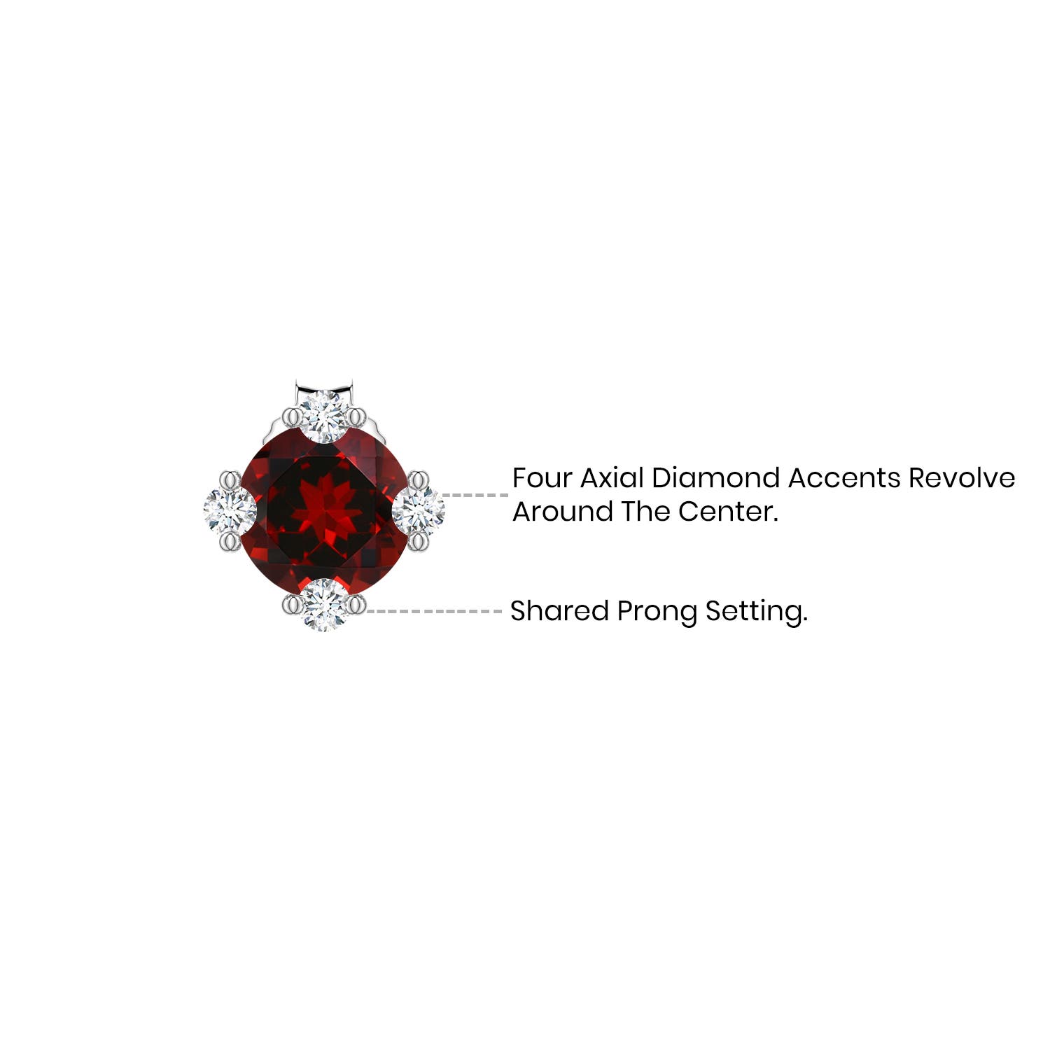 Round Garnet Stud Earrings with Accents - side 1