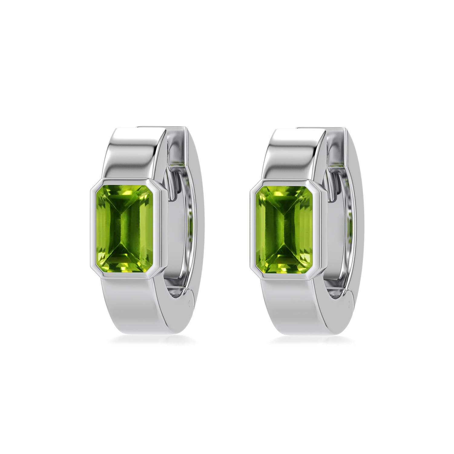 Solitaire White Gold Peridot Earrings