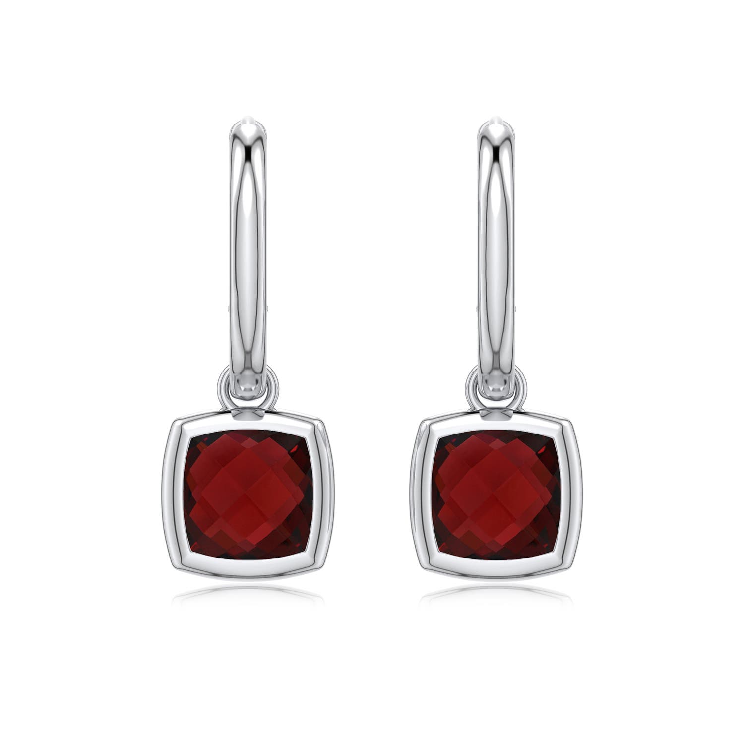 Solitaire White Gold Garnet Earrings