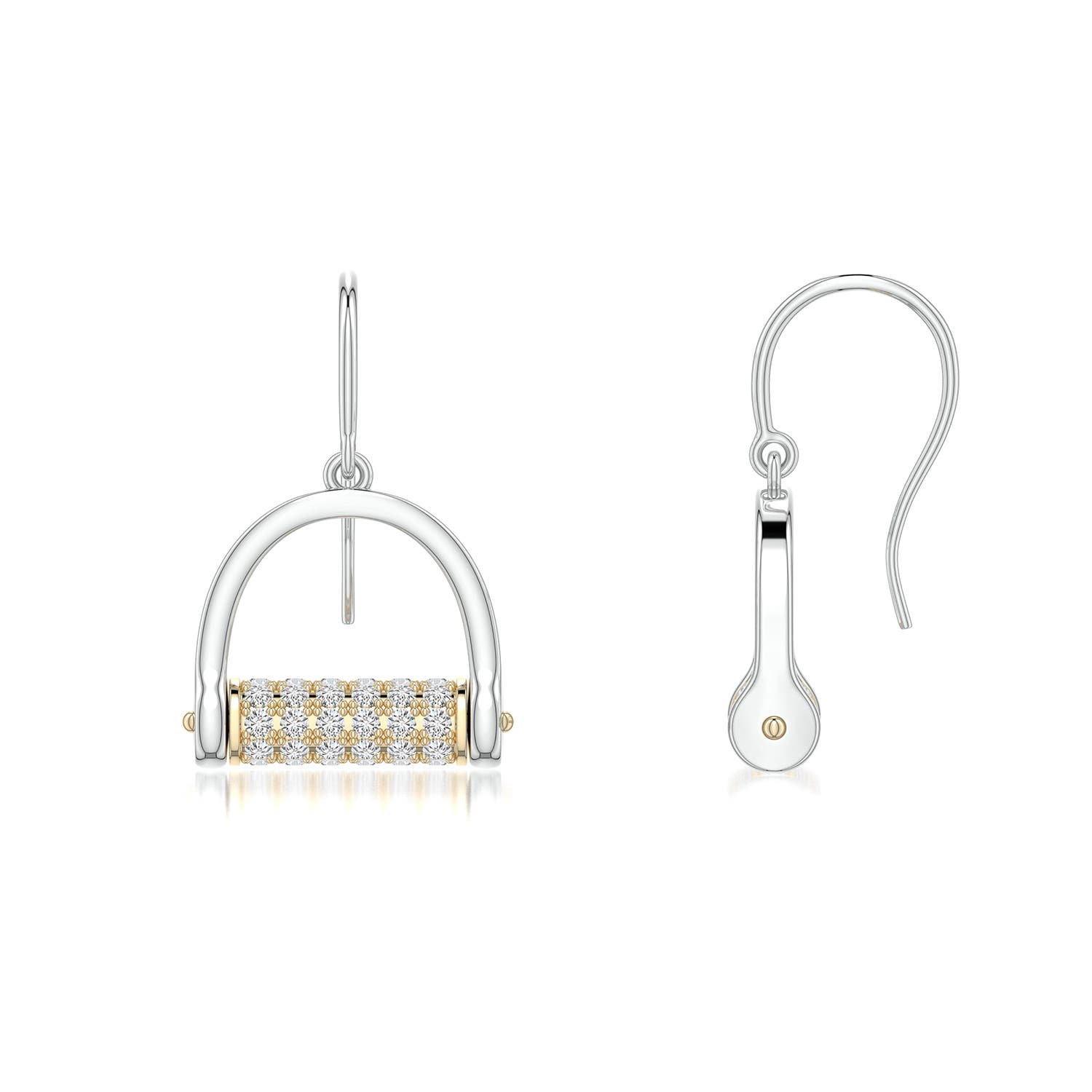 1.3mm HSI2 Equestria Stirrup Drop Earrings in 999-18K Mixed Metal - side 1