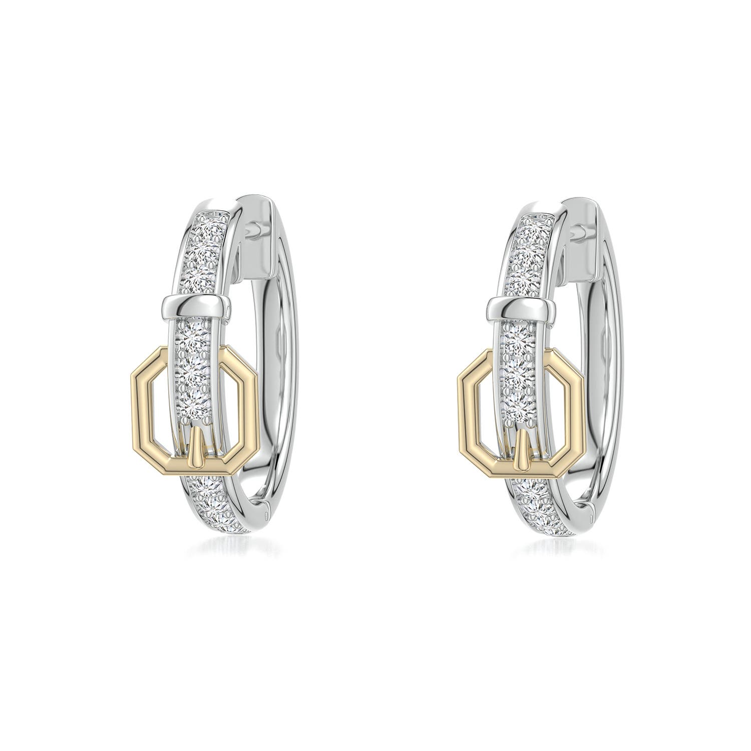 1.6mm HSI2 Equestria Belt Hoop Earrings in 999-18K Mixed Metal - main
