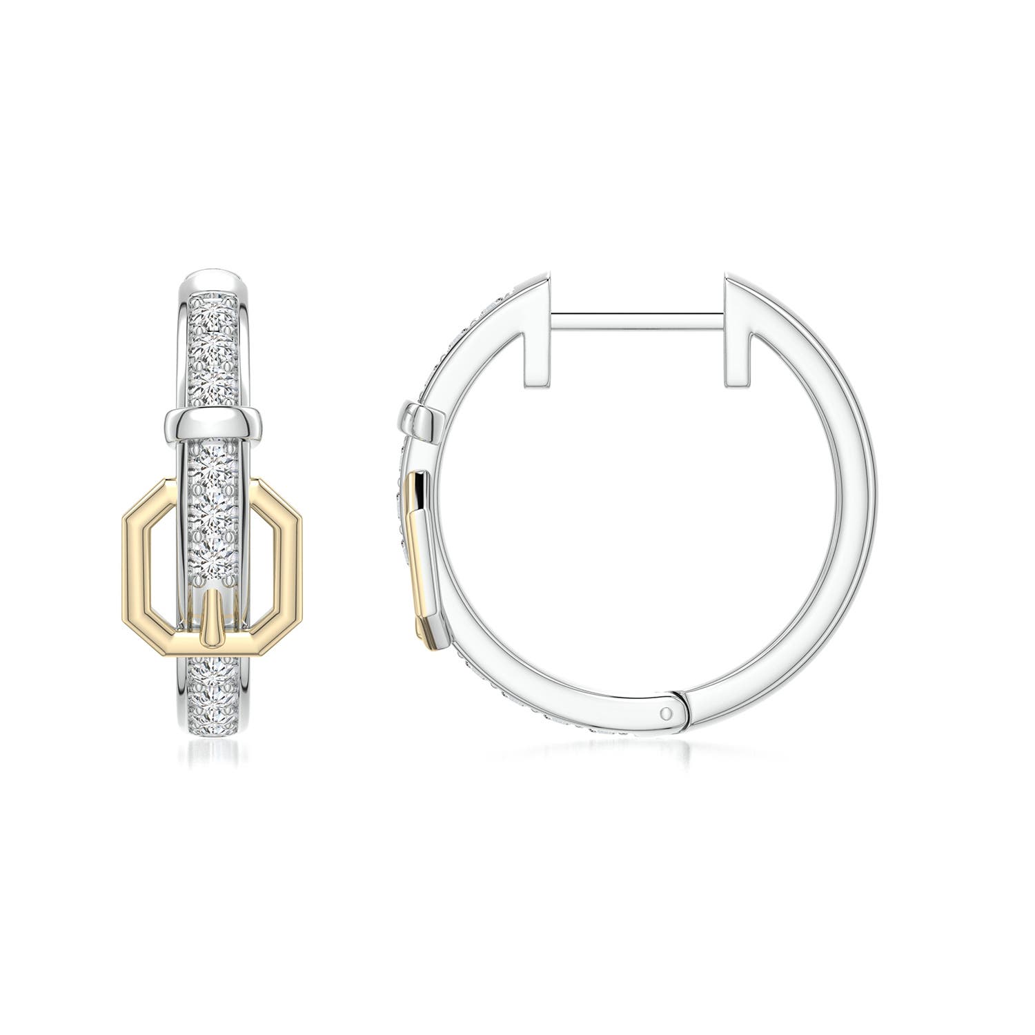 1.6mm HSI2 Equestria Belt Hoop Earrings in 999-18K Mixed Metal - side 1