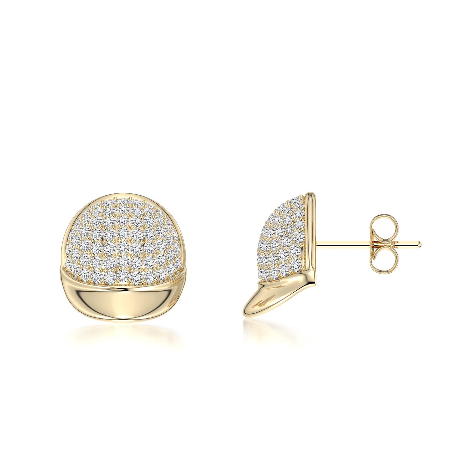 1.3mm HSI2 Equestria Skull Cap Studs in Yellow Gold - side