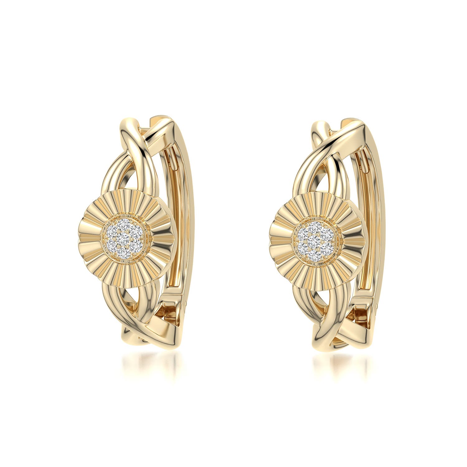 1.4mm HSI2 Equestria Ribbon Rosette Hoops in Yellow Gold - main