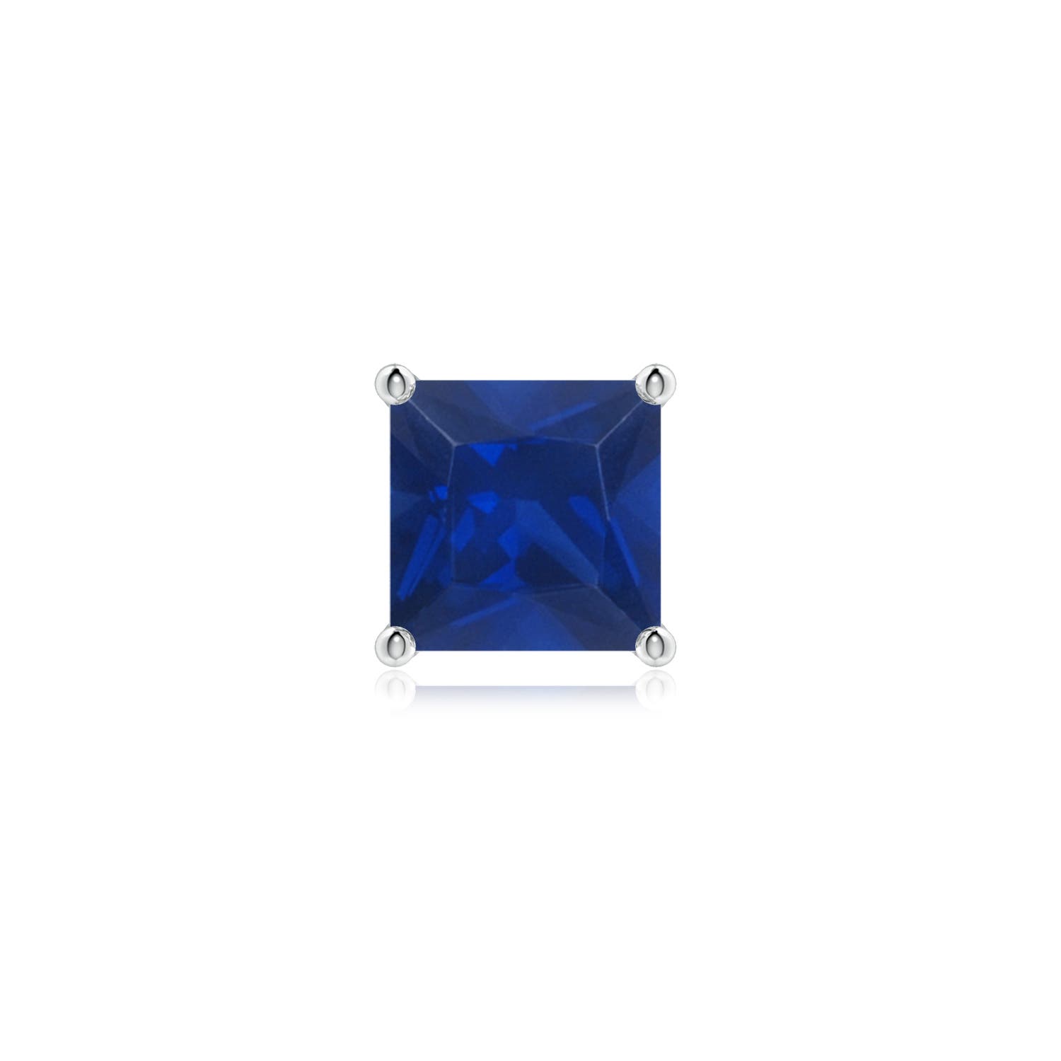 Angara 3.75 CTW Classic Basket-Set Square Blue Sapphire Stud Earring in 14K White Gold