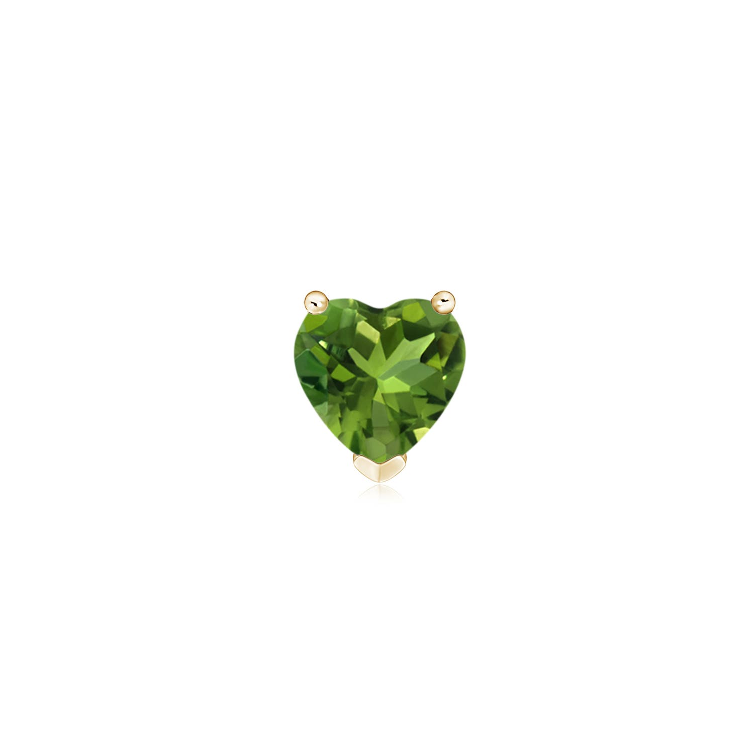 6mm AAAA Peridot Solitaire Heart Stud Earring in Yellow Gold - main