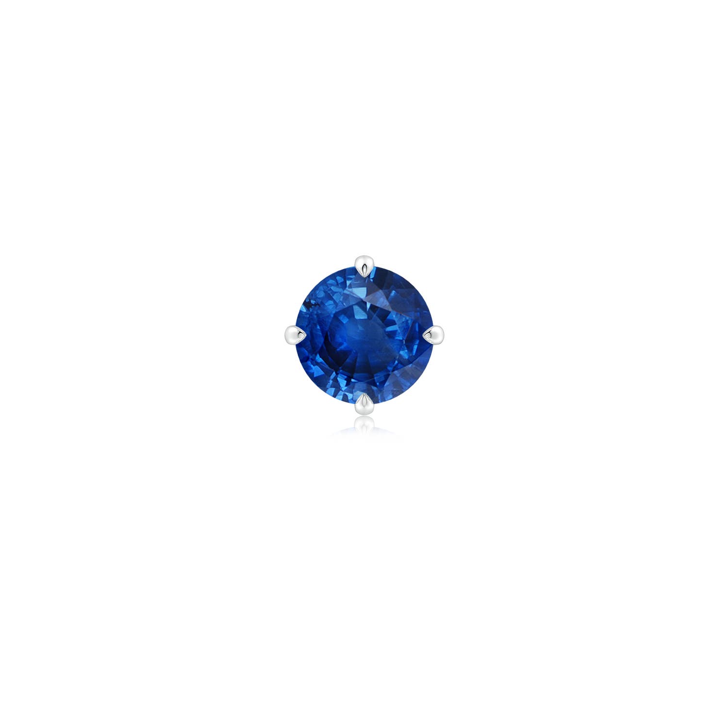 6mm AAA Claw-Set Round Blue Sapphire Solitaire Stud Earring in White Gold - main