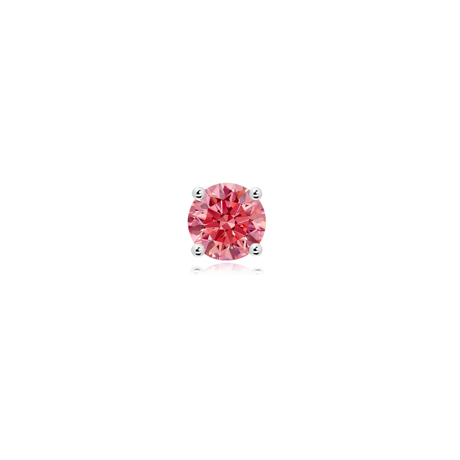 Angara 1.0 CTW Basket-Set Solitaire Fancy Intense Pink Diamond Stud Earring in Platinum