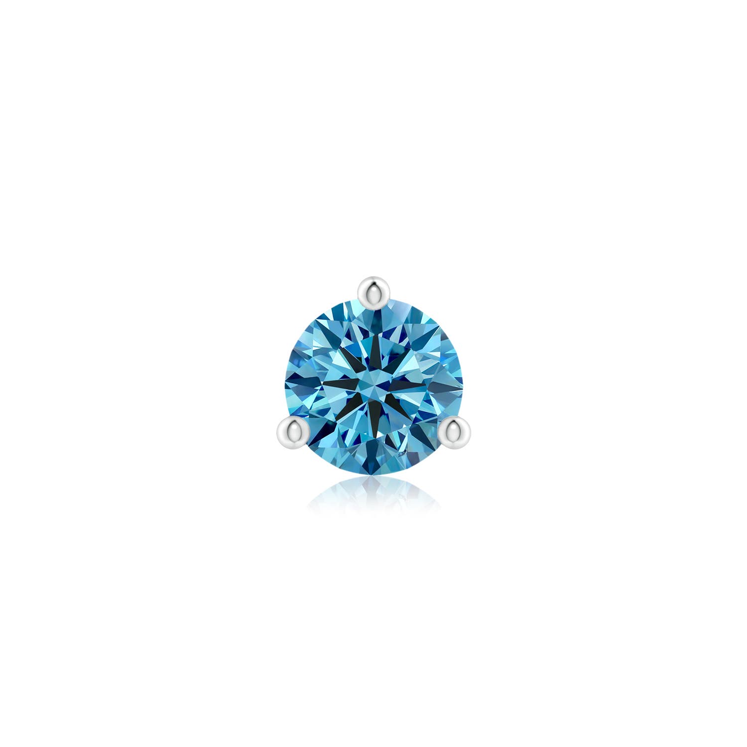 Angara 1.0 CTW Prong-Set Round Fancy Intense Blue Diamond Martini Stud Earring in Platinum