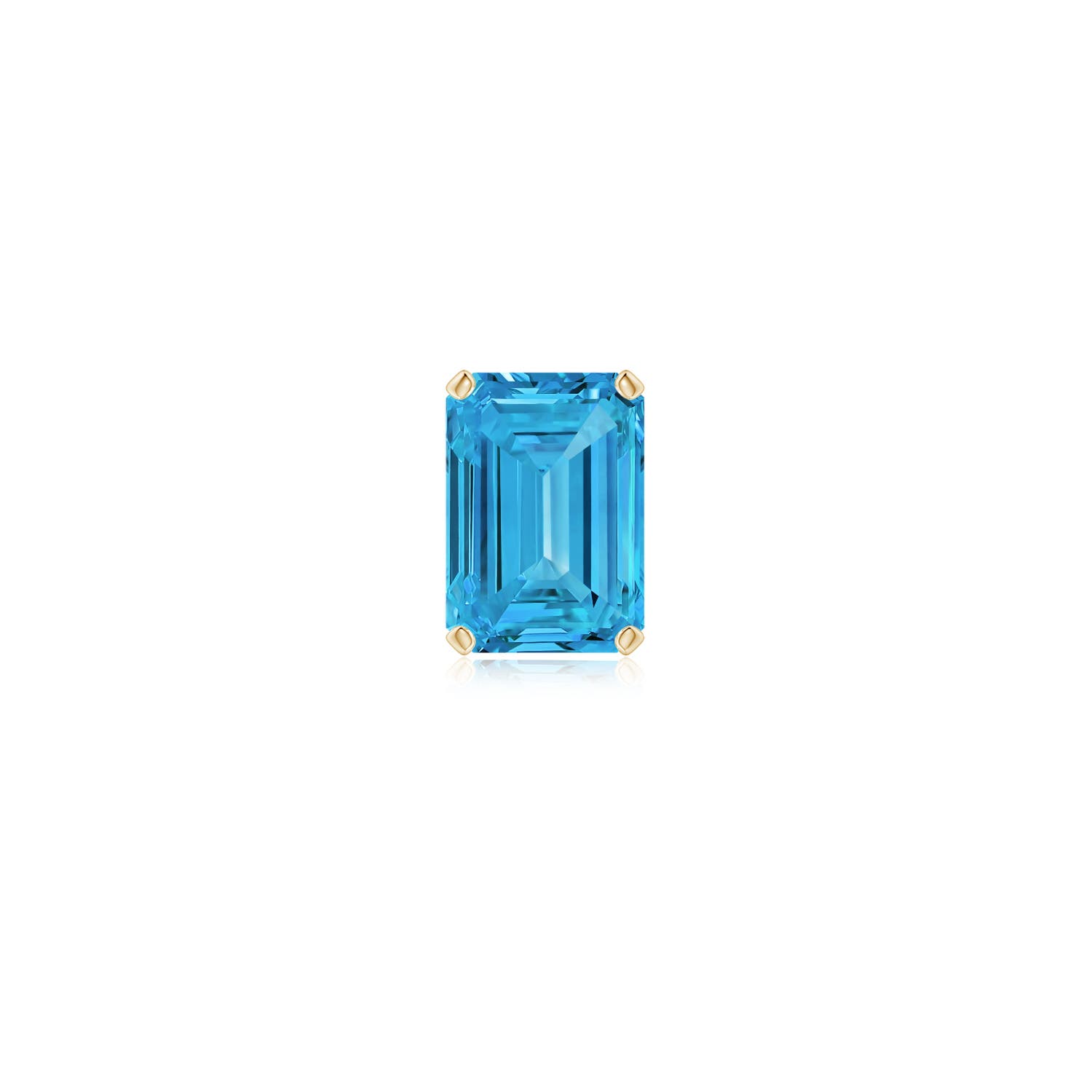 Angara 0.65 CTW Prong-Set Emerald-Cut Fancy Intense Blue Diamond Solitaire Stud Earring in 14K Yellow Gold