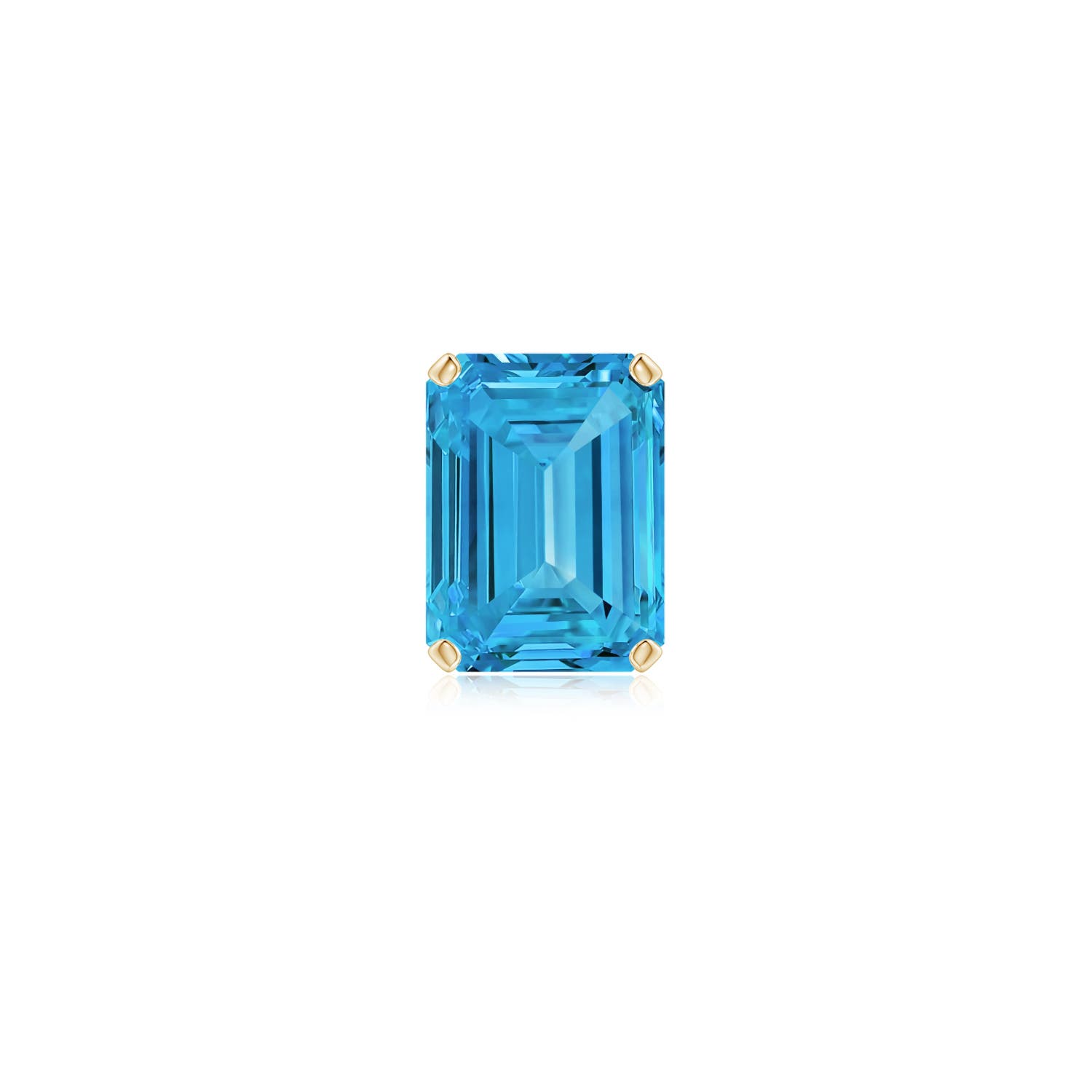 Angara 1.17 CTW Prong-Set Emerald-Cut Fancy Intense Blue Diamond Solitaire Stud Earring in 14K Yellow Gold
