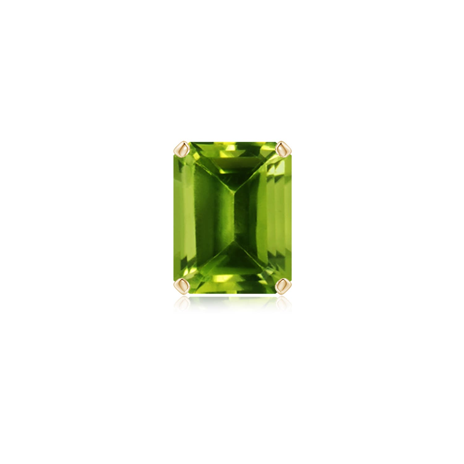 9x7mm AAAA Prong-Set Emerald-Cut Peridot Solitaire Stud Earring in Yellow Gold - main