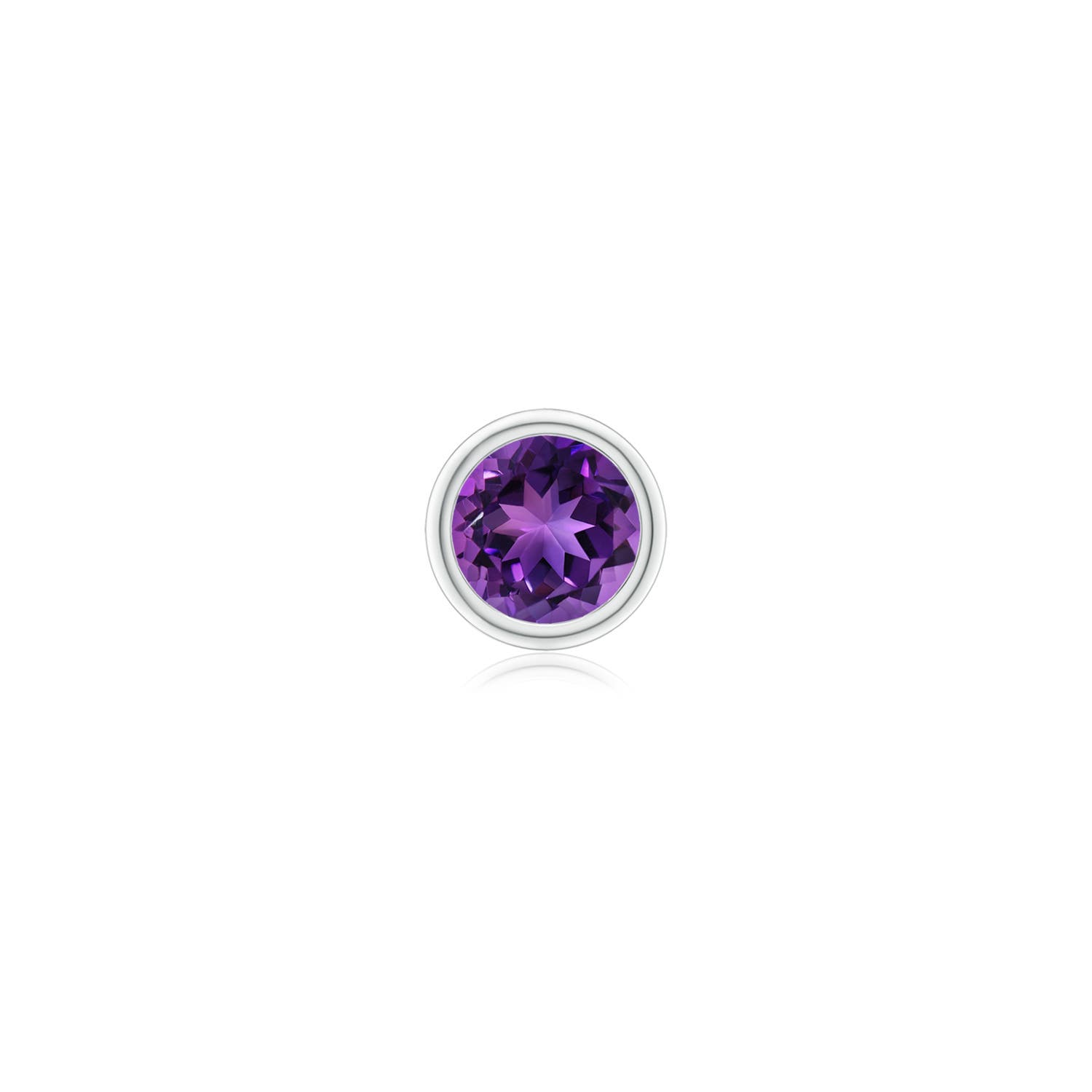 6mm AAAA Bezel-Set Amethyst Solitaire Stud Earring in White Gold - main