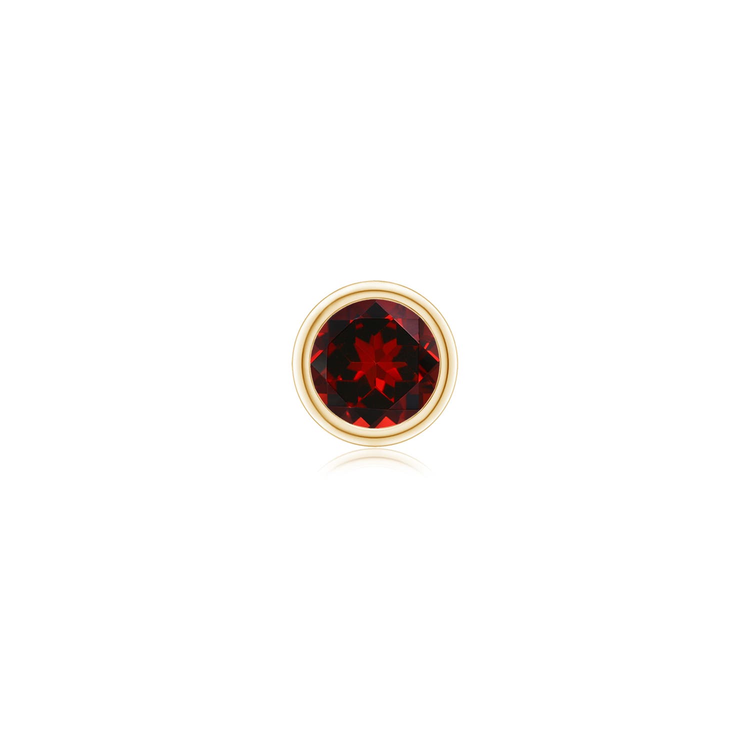 6mm AAAA Bezel-Set Garnet Solitaire Stud Earring in Yellow Gold - main
