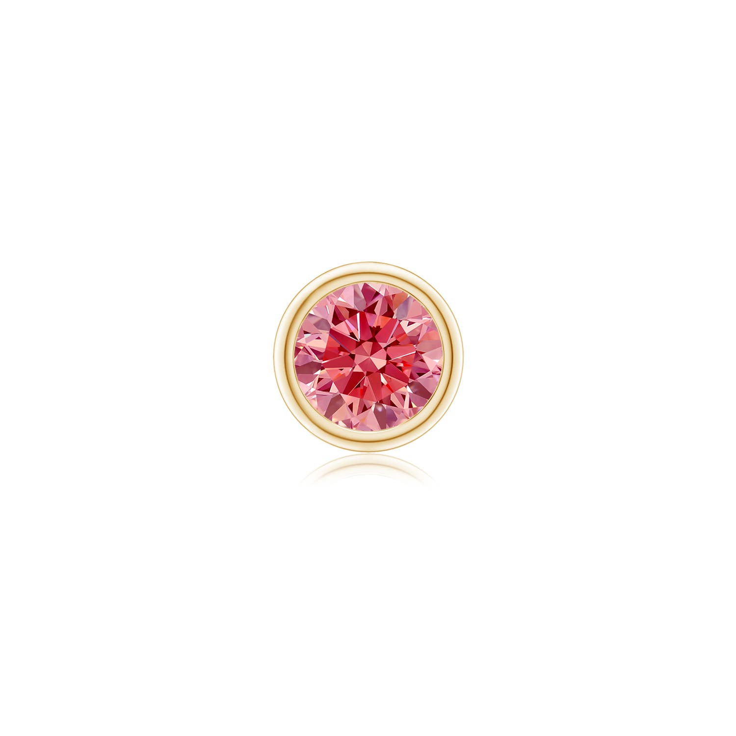 Angara 1.5 CTW Bezel-Set Fancy Intense Pink Diamond Solitaire Stud Earring in 14K Yellow Gold