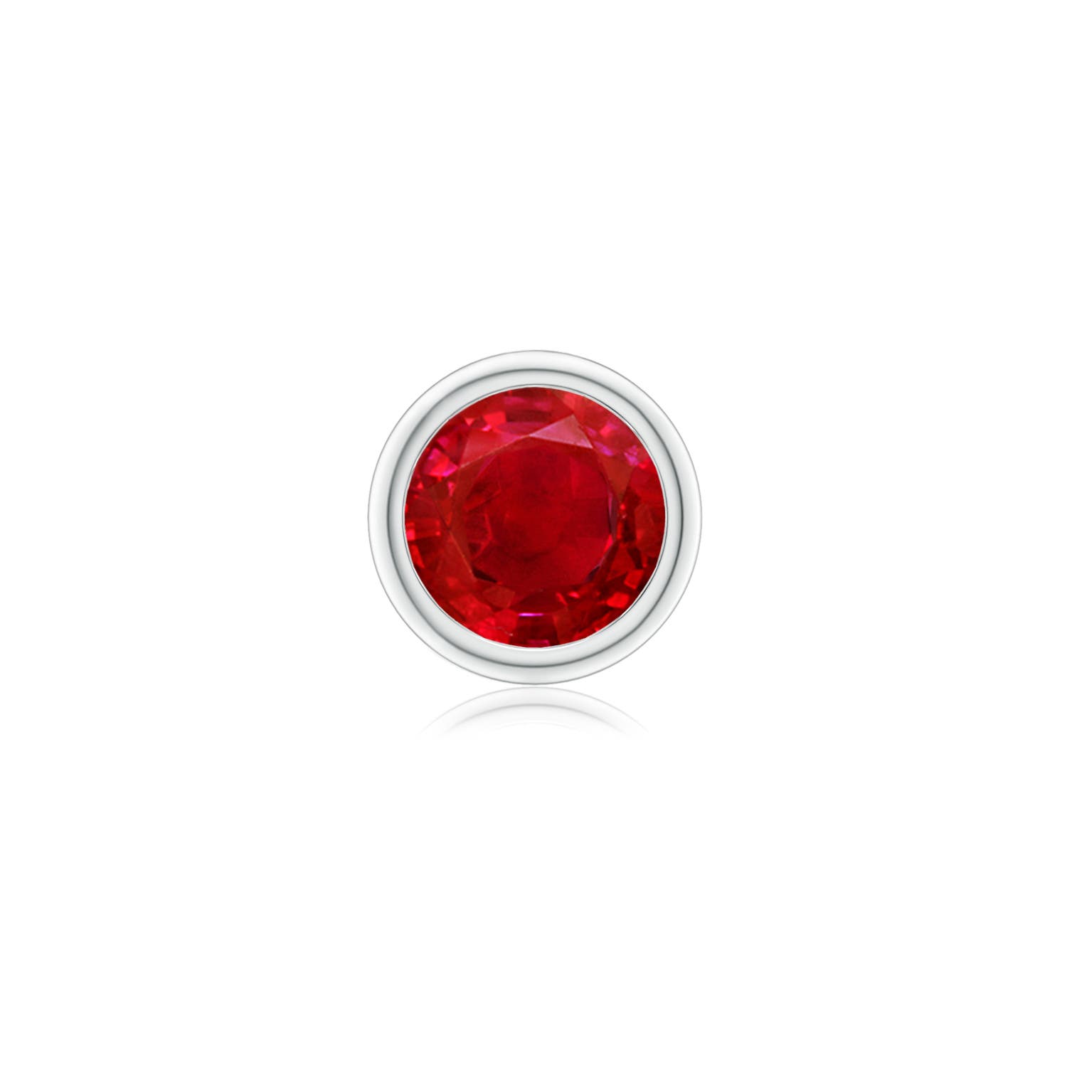Angara 3.57 CTW Bezel-Set Ruby Solitaire Stud Earring in 18K White Gold
