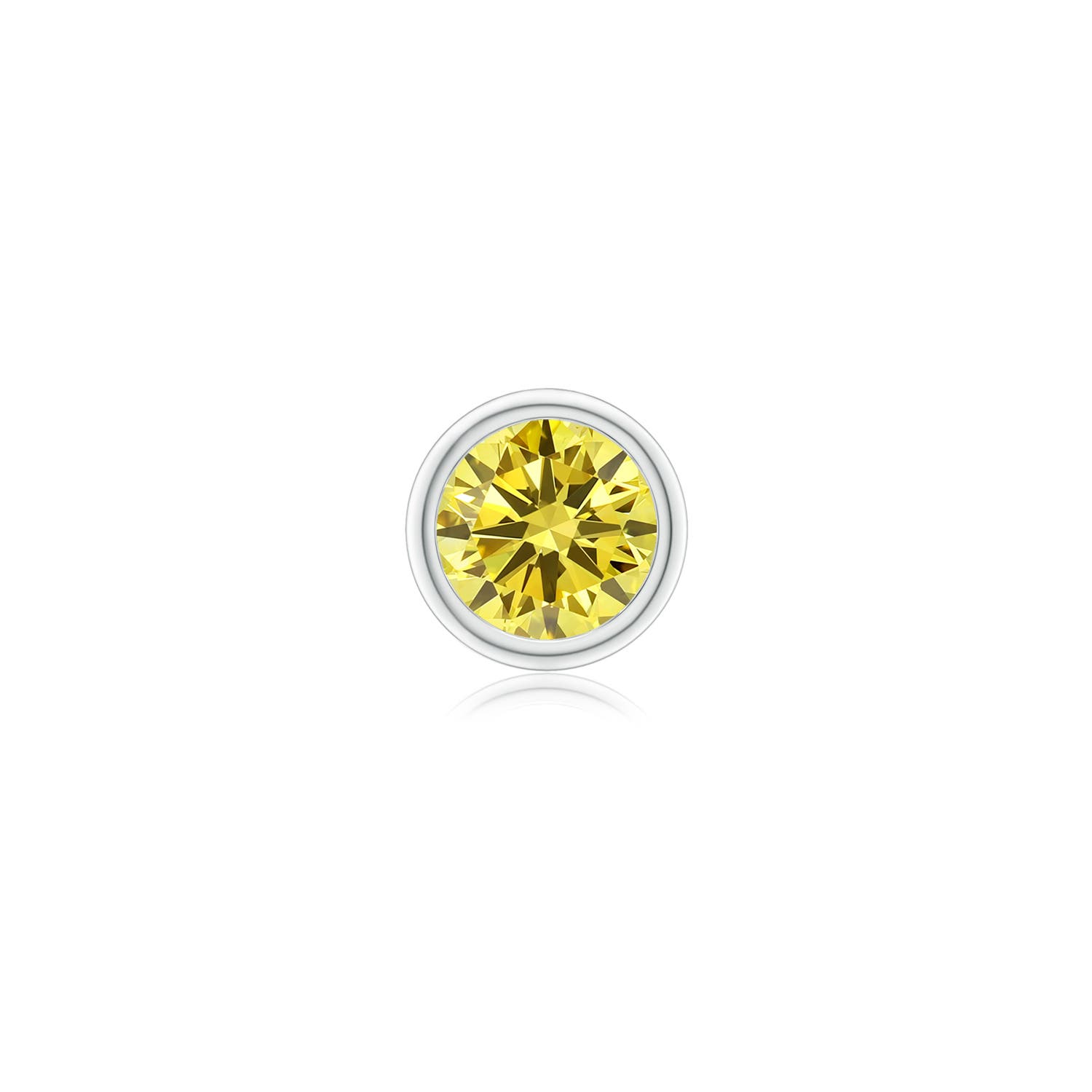 Angara 1.5 CTW Bezel-Set Fancy Intense Yellow Diamond Solitaire Stud Earring in Platinum