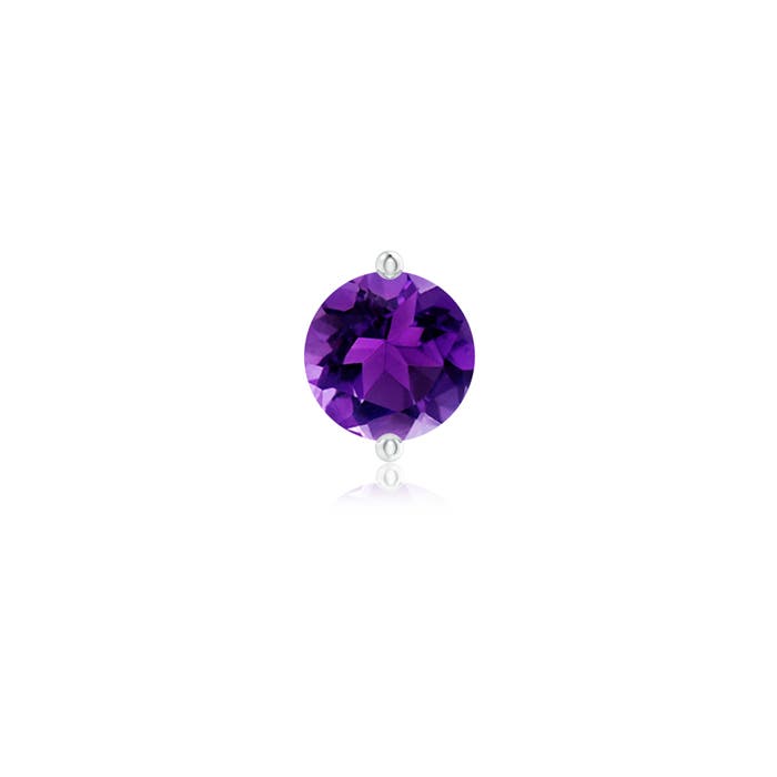 7mm AAAA Unique Two Prong-Set Amethyst Solitaire Stud Earring in White Gold - main