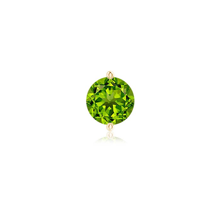 7mm AAAA Unique Two Prong-Set Peridot Solitaire Stud Earring in Yellow Gold - main
