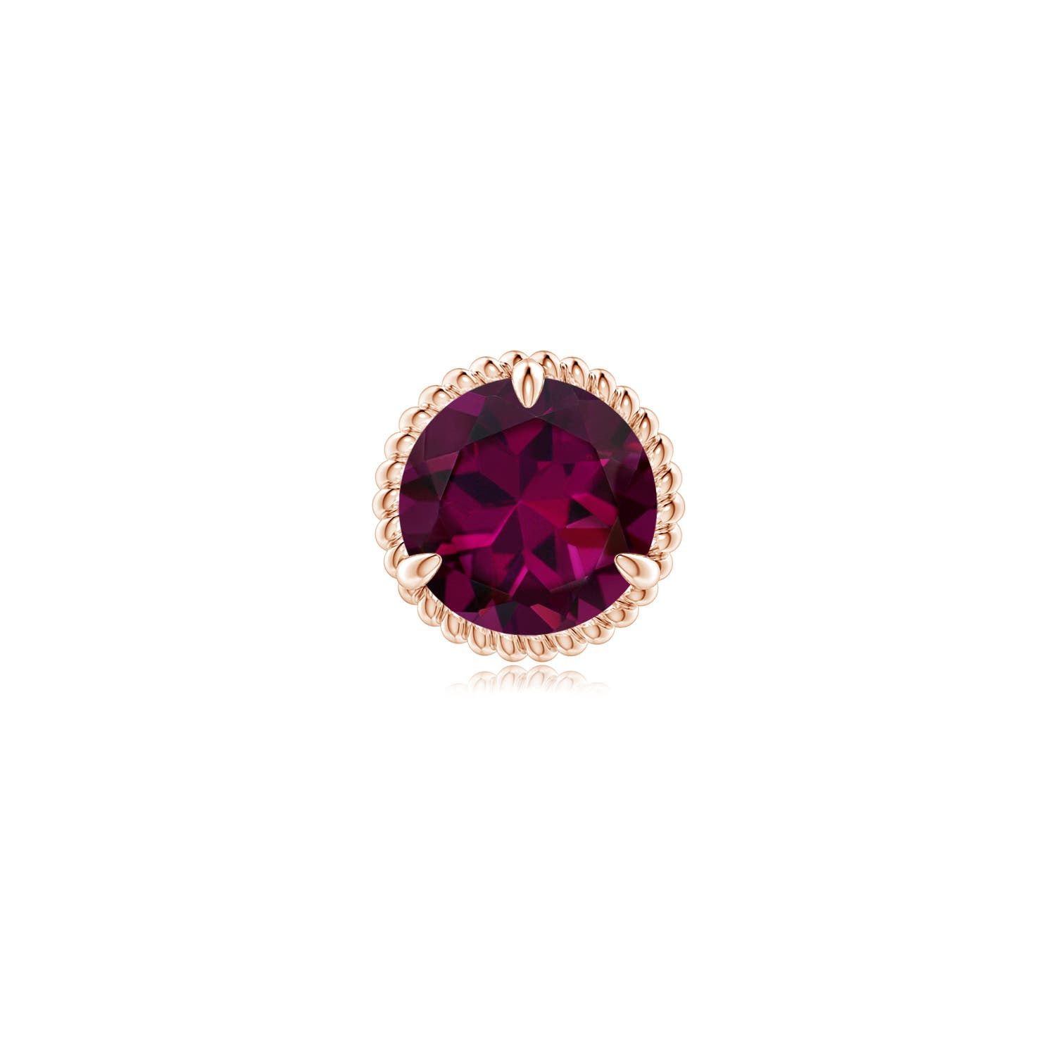8mm AAAA Rope Framed Claw-Set Rhodolite Martini Stud Earring in Rose Gold - main