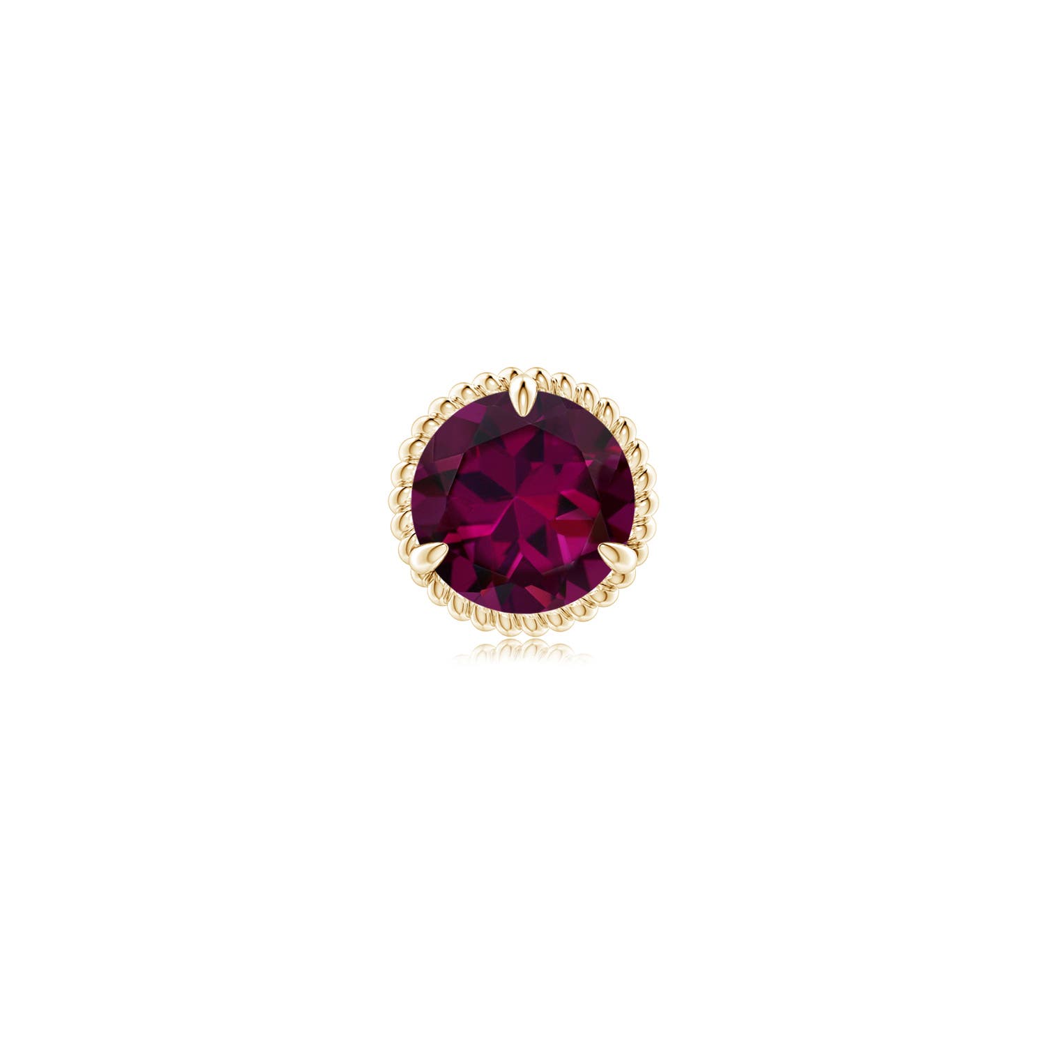 7mm AAAA Rope Framed Claw-Set Rhodolite Martini Stud Earring in Yellow Gold - main