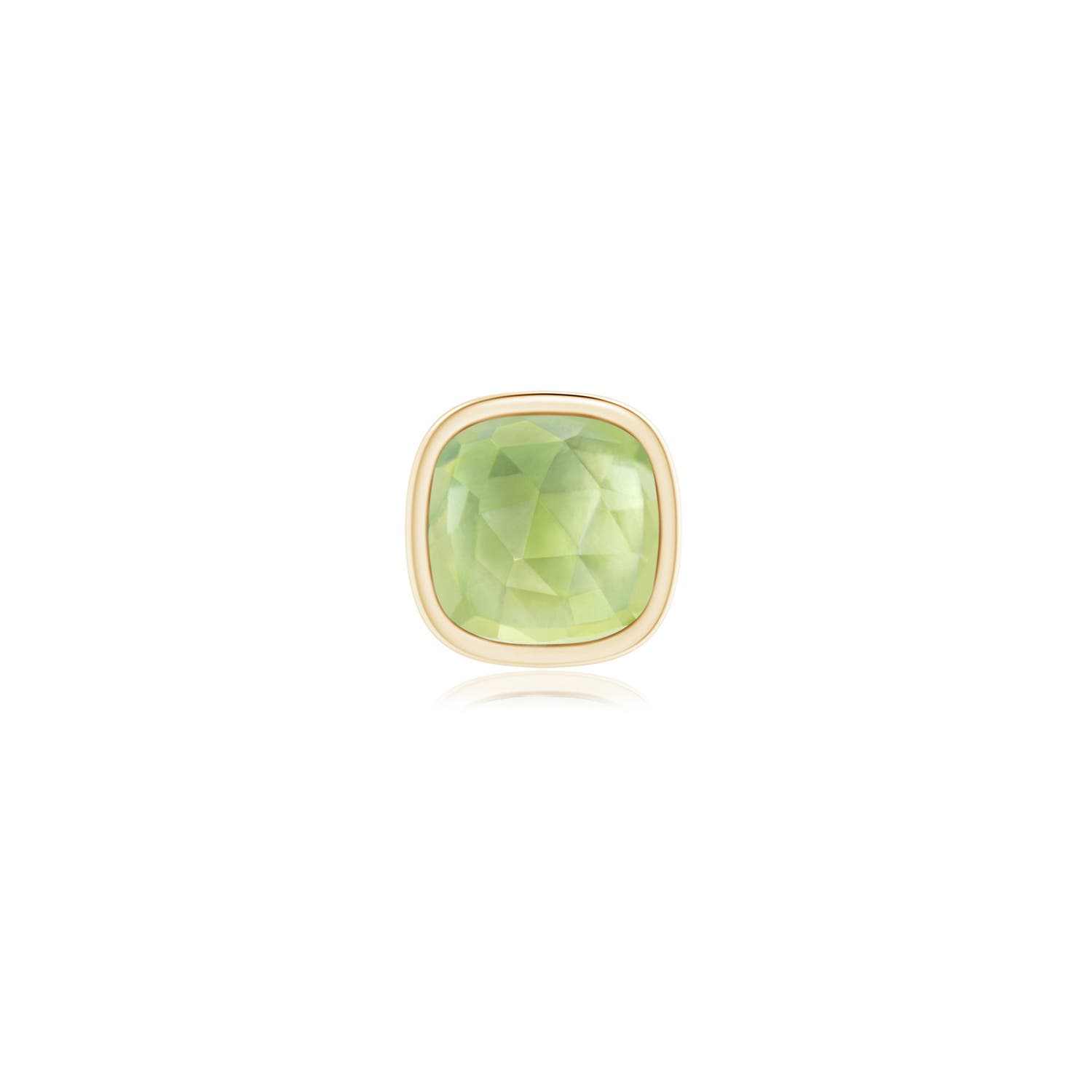 5mm AAA Bezel Set Cushion Peridot Solitaire Stud Earring in Yellow Gold - main