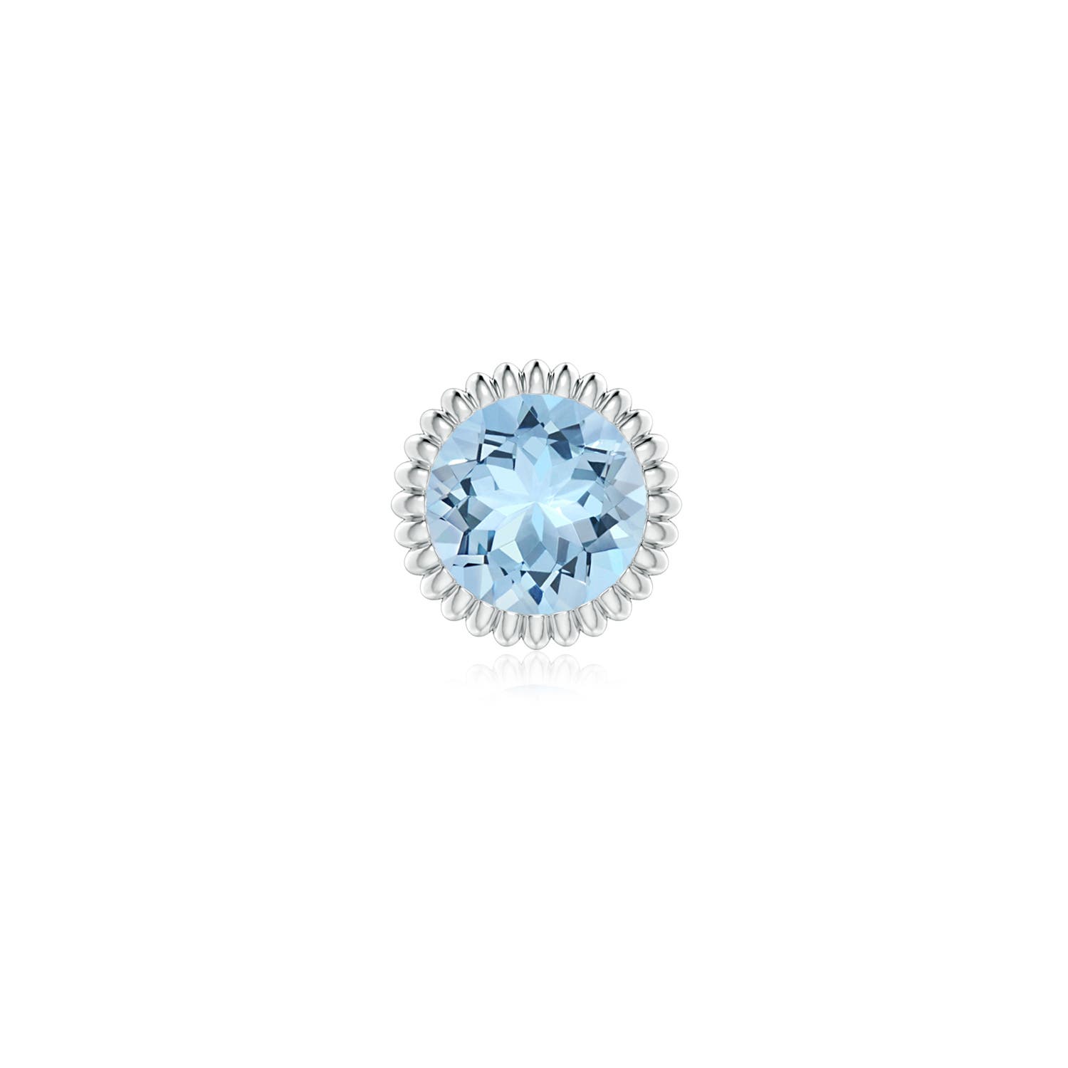 6mm AAA Bezel-Set Solitaire Round Aquamarine Beaded Halo Stud in 18K White Gold - main