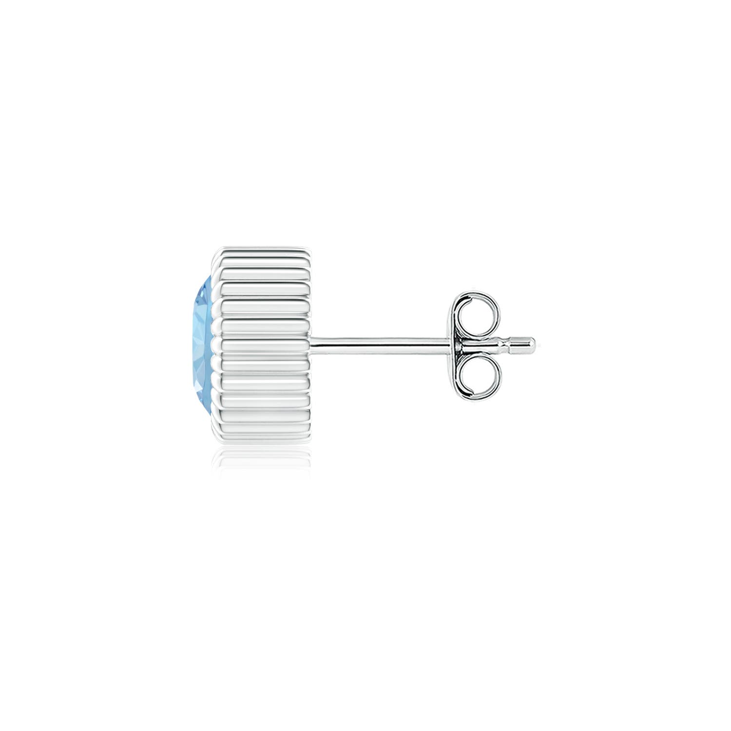 6mm AAA Bezel-Set Solitaire Round Aquamarine Beaded Halo Stud in 18K White Gold - side