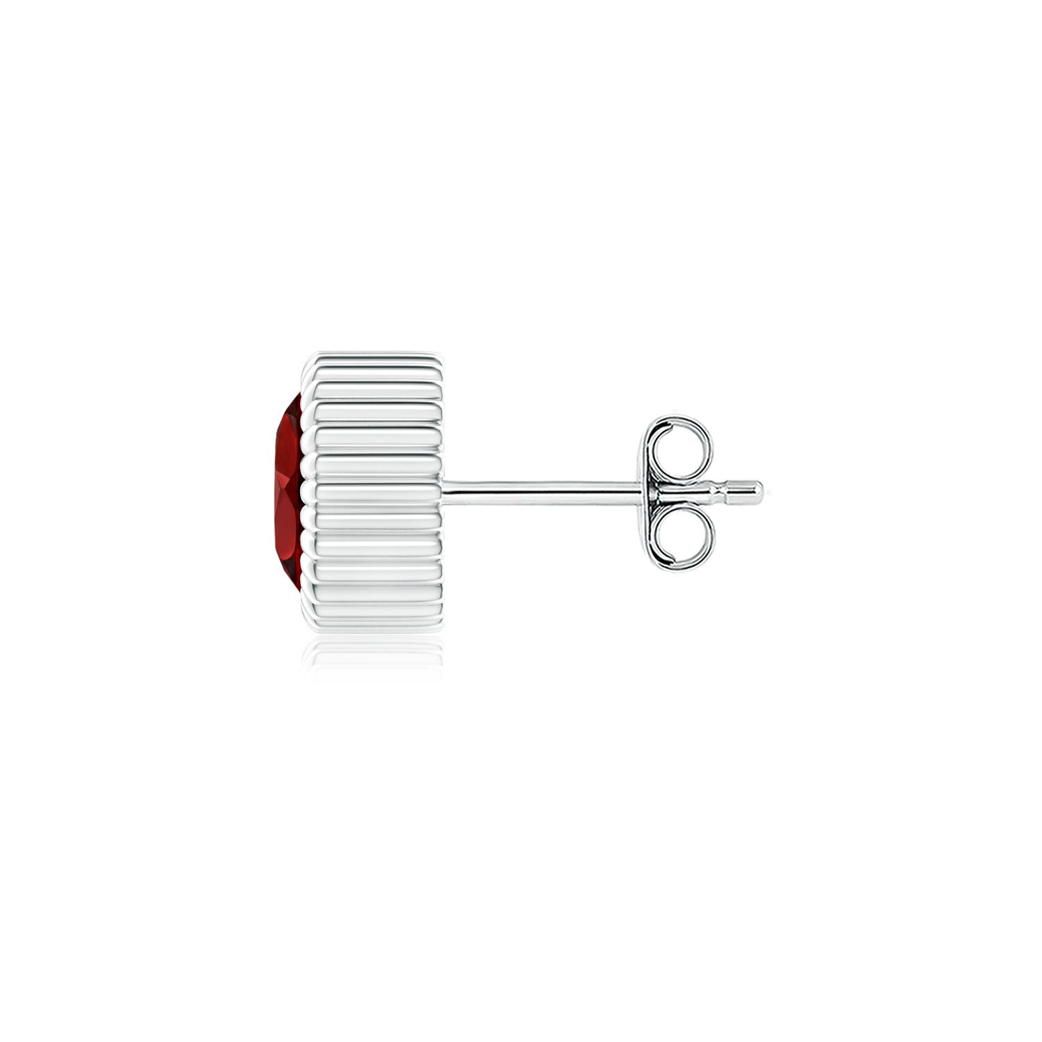 6mm AAAA Bezel-Set Solitaire Round Garnet Beaded Halo Stud in 18K White Gold - side