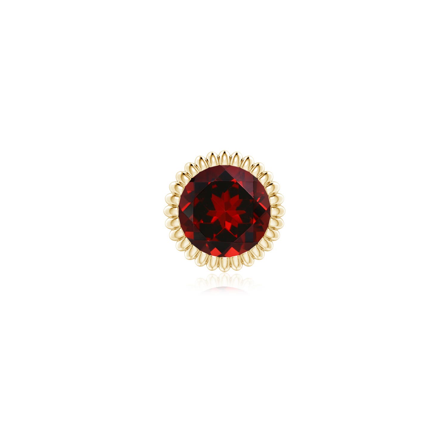 6mm AAAA Bezel-Set Solitaire Round Garnet Beaded Halo Stud in Yellow Gold - main