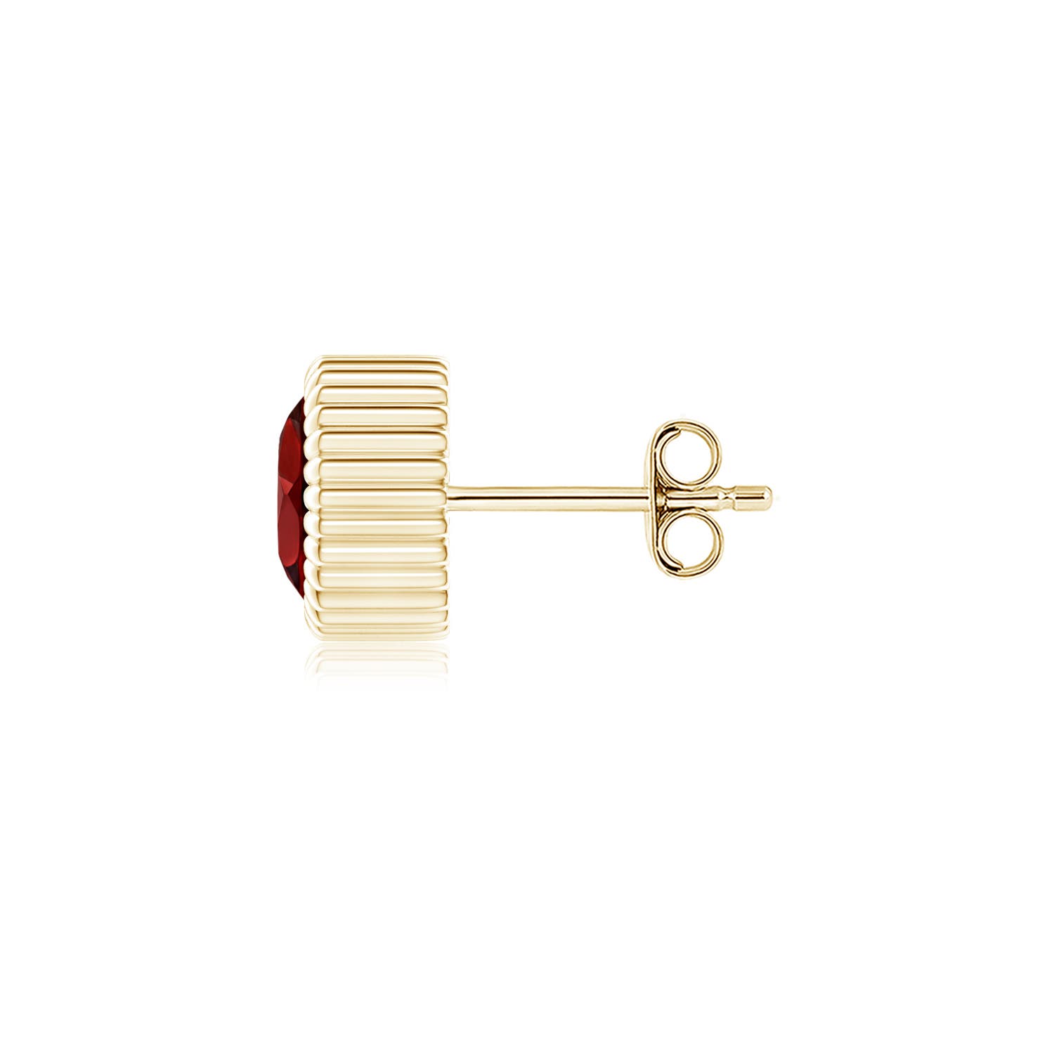 6mm AAAA Bezel-Set Solitaire Round Garnet Beaded Halo Stud in Yellow Gold - side - side 2