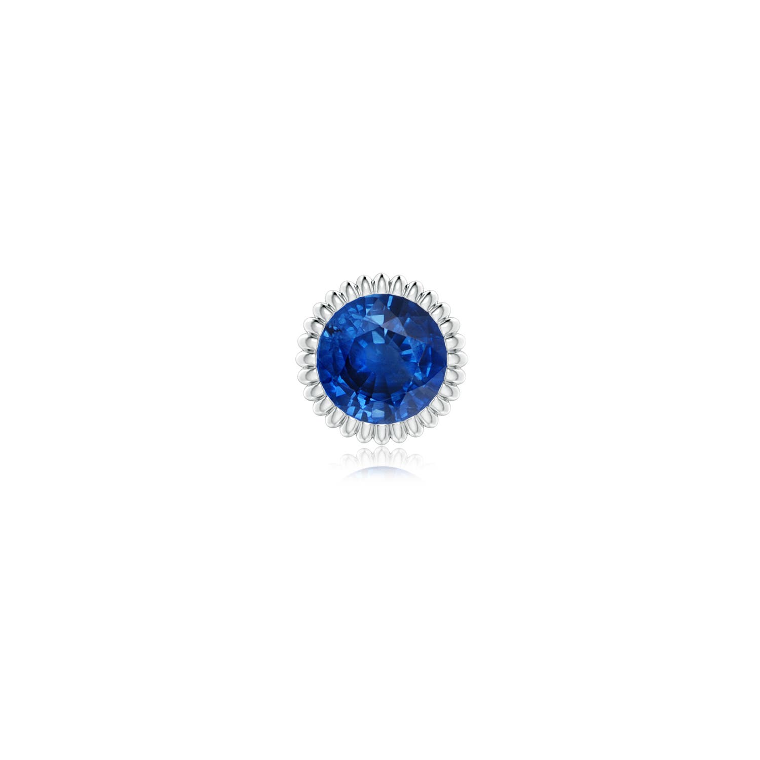 5mm AAA Bezel-Set Solitaire Round Sapphire Beaded Halo Stud in White Gold - main