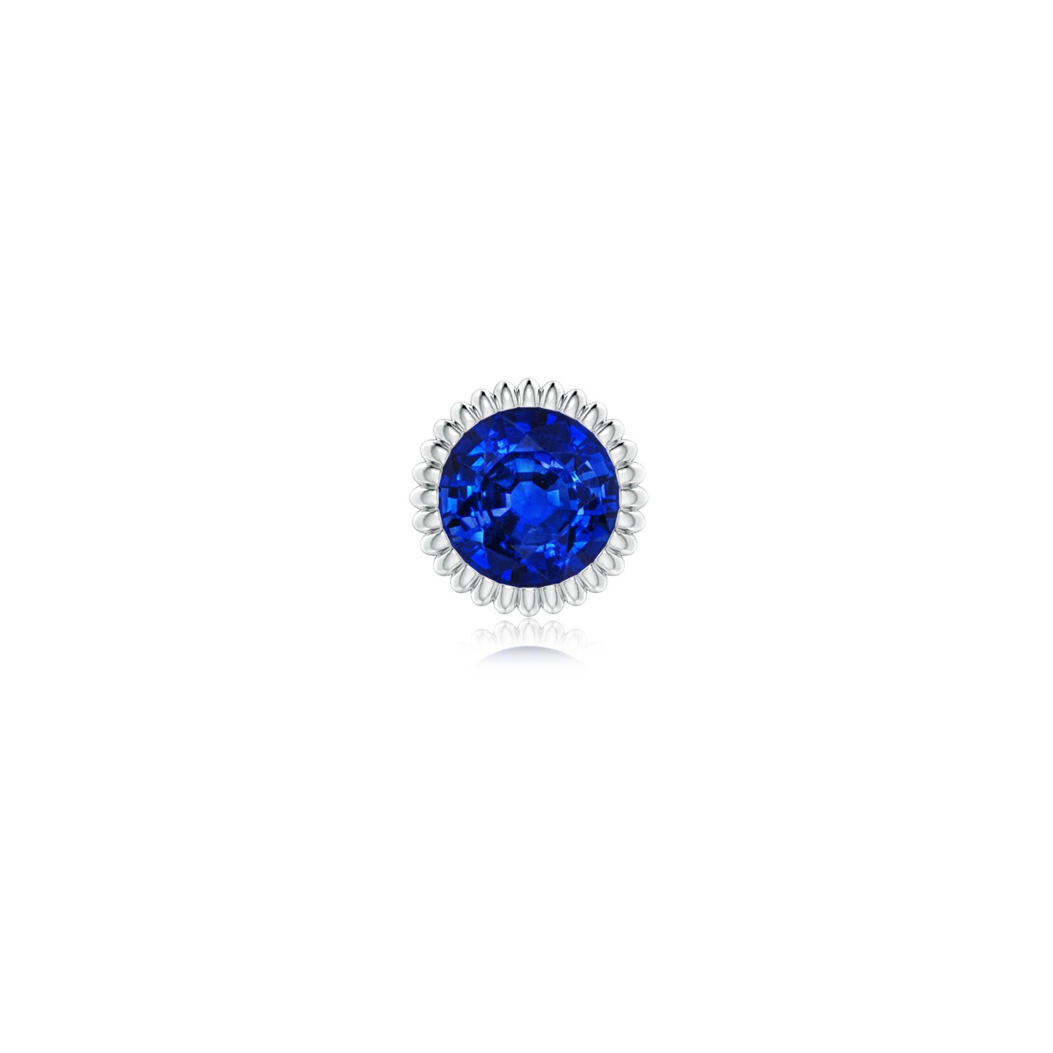 5mm AAAA Bezel-Set Solitaire Round Sapphire Beaded Halo Stud in White Gold - main