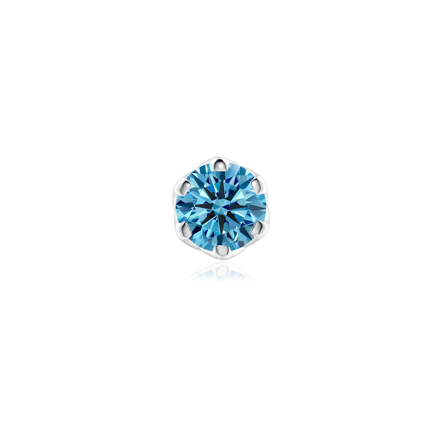 Angara 1.0 CTW Six Prong-Set Fancy Intense Blue Diamond Solitaire Filigree Stud Earring in 14K White Gold