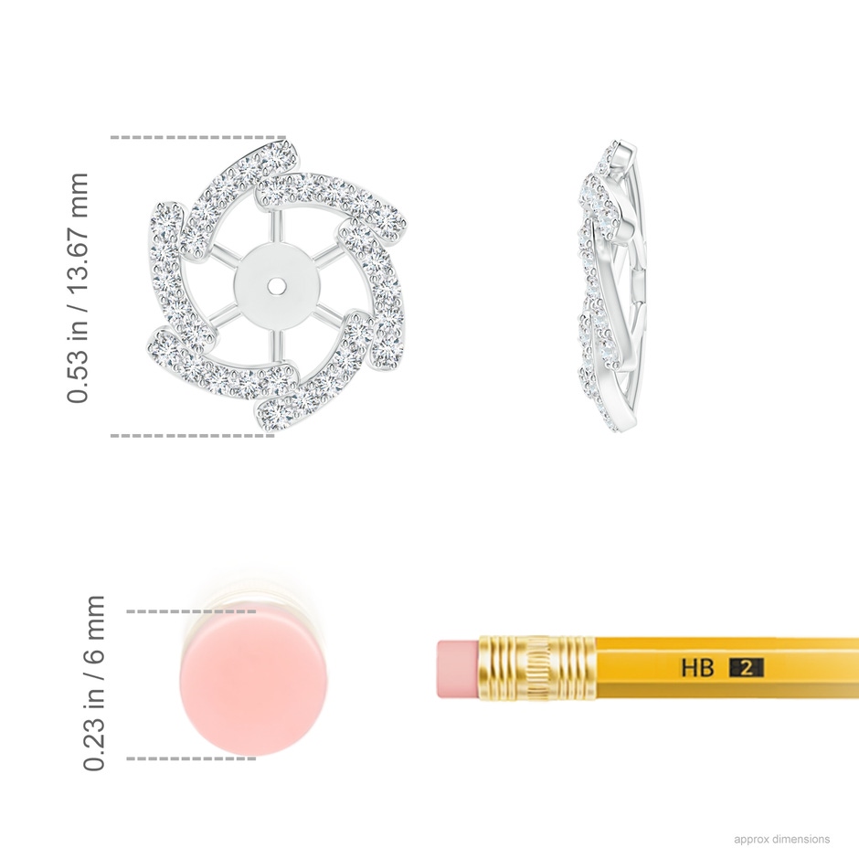 1.35mm GVS2 Diamond Pinwheel Earring Jackets in White Gold ruler