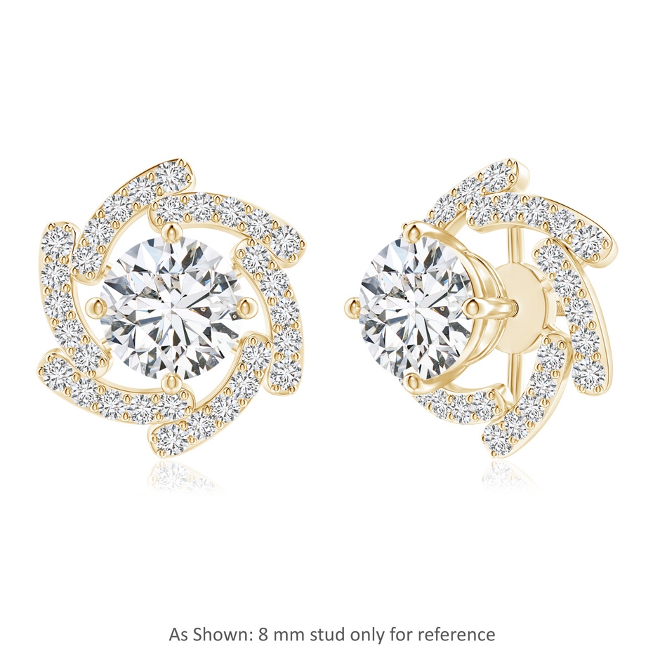 1.7mm HSI2 Diamond Pinwheel Earring Jackets in Yellow Gold side 1