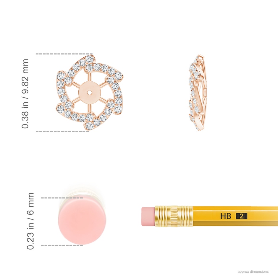 1mm GVS2 Diamond Pinwheel Earring Jackets in Rose Gold ruler