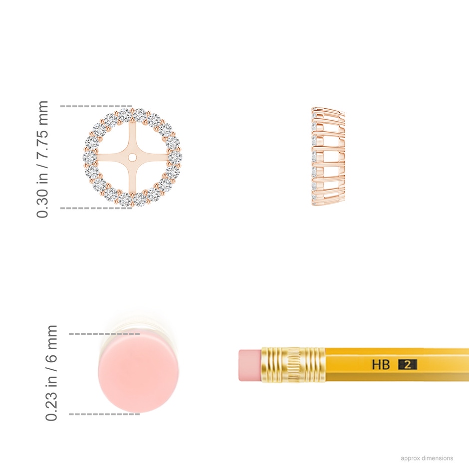 1.25mm HSI2 Prong-Set Diamond Halo Earring Jackets in 9K Rose Gold ruler