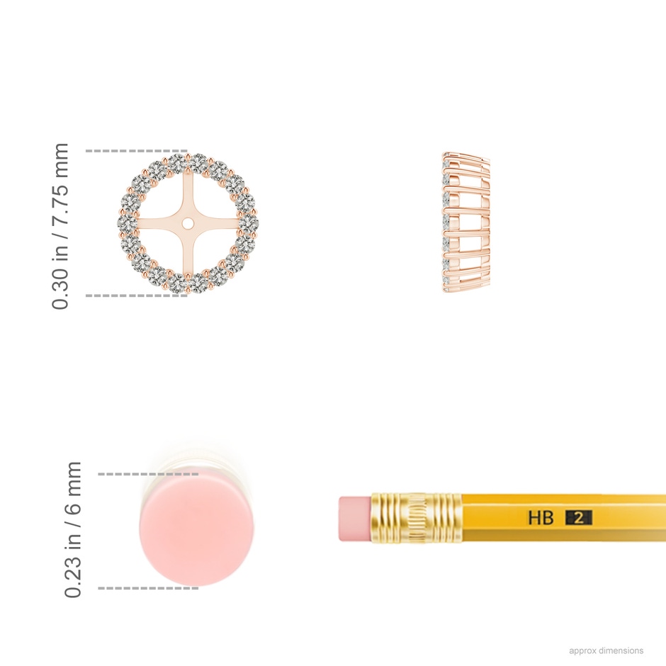 1.25mm KI3 Prong-Set Diamond Halo Earring Jackets in Rose Gold ruler