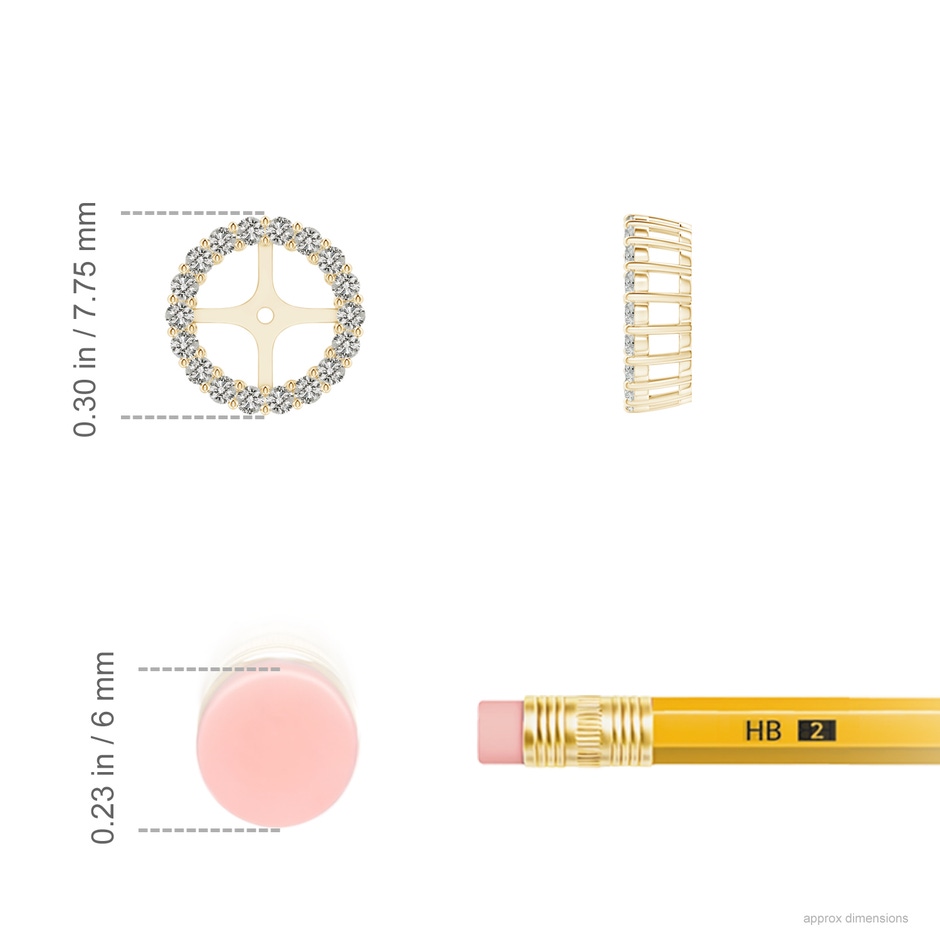 1.25mm KI3 Prong-Set Diamond Halo Earring Jackets in Yellow Gold ruler